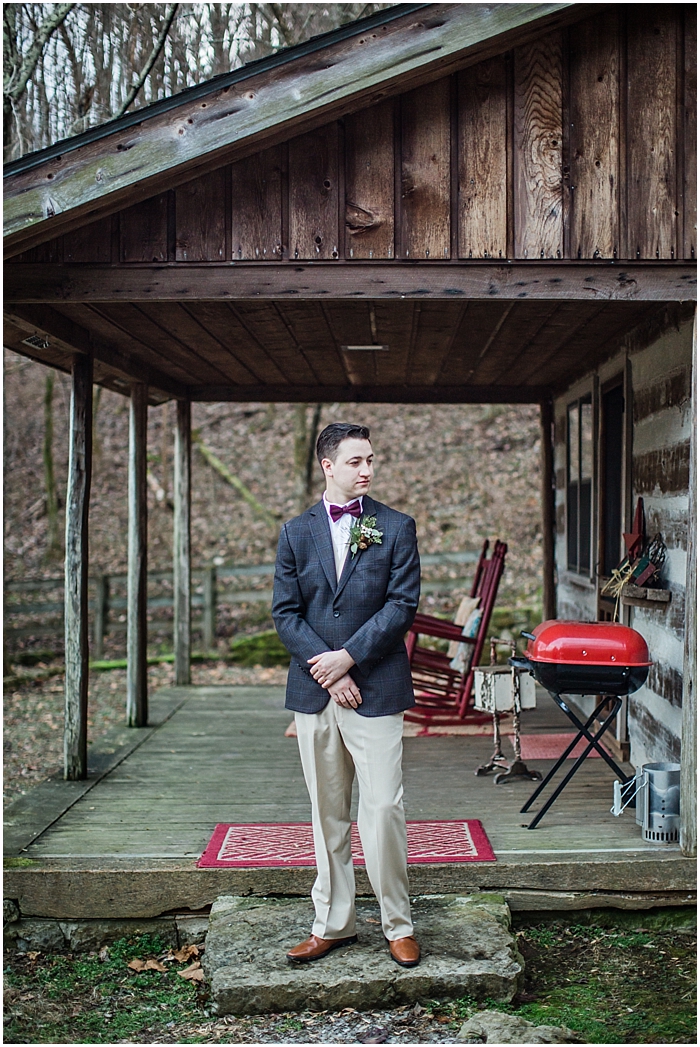 Groom with Bow Tie Winter Wedding Photography Nashville