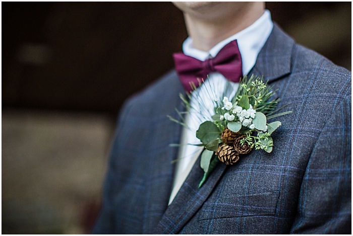 Winter Wedding Photography Pine Cone Boutonniere