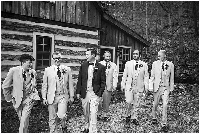 Casual groomsman photoshoot at Battle Mountain Farms Winter Wedding