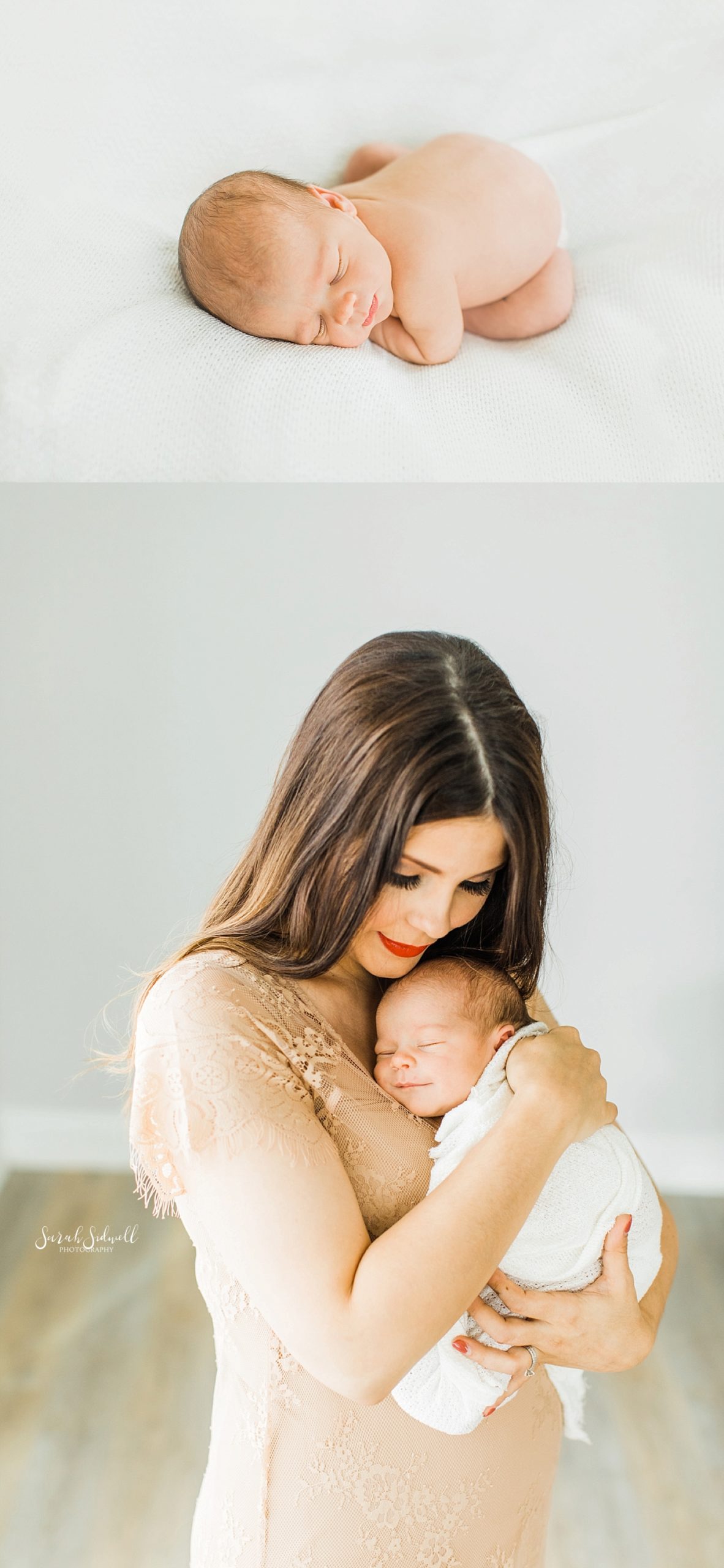 A newborn sleeps in mama's arms  | Sarah Sidwell Photography | Newborn Love
