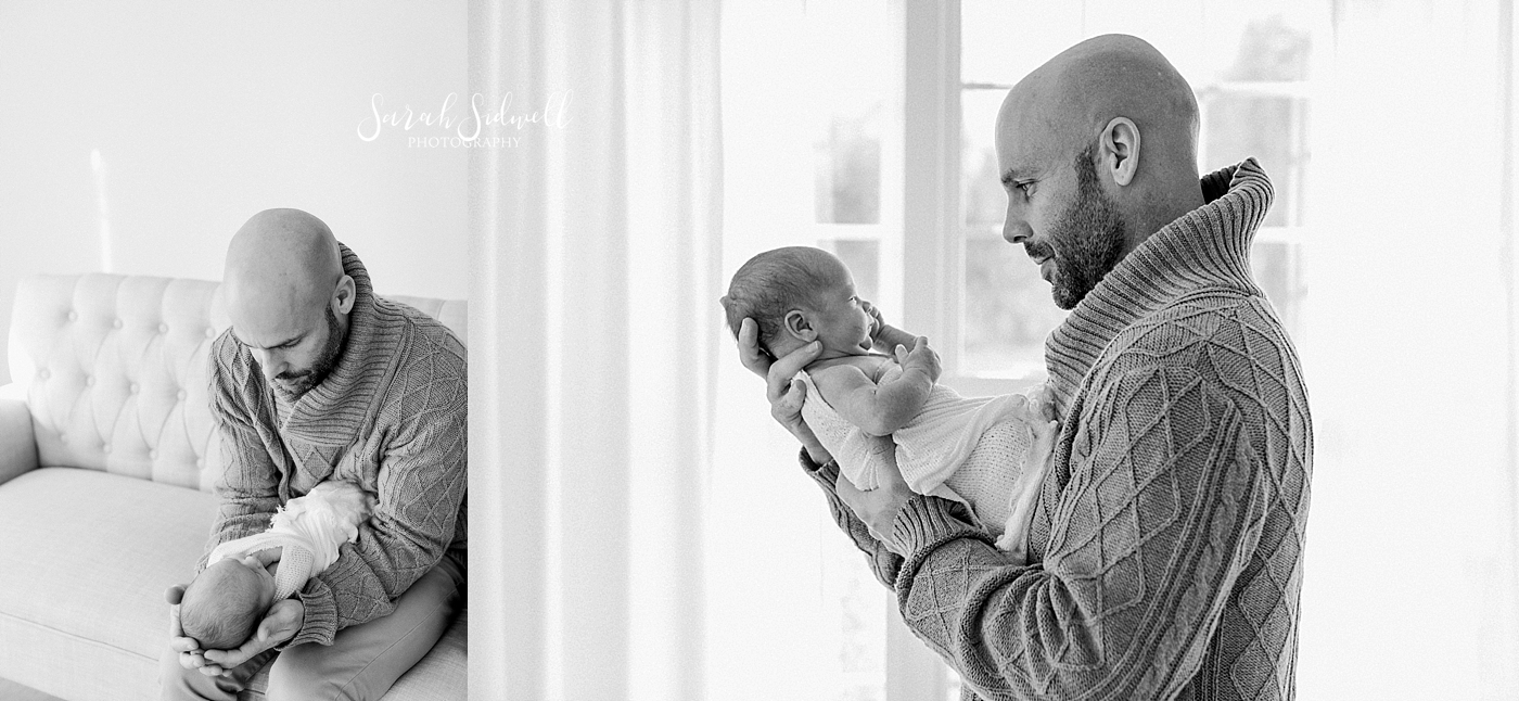 A daddy admires his new son  | Sarah Sidwell Photography | Newborn Love