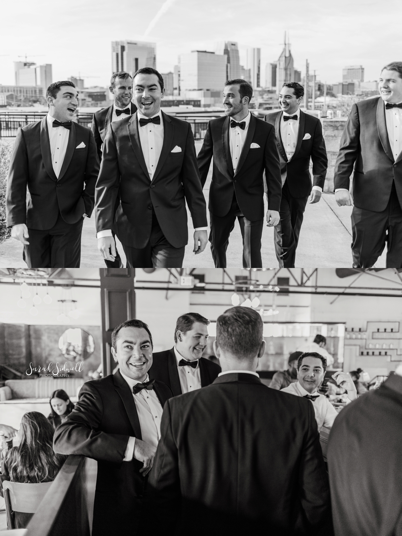 Groomsmen hang out together | Sarah Sidwell Photography | The Bell Tower