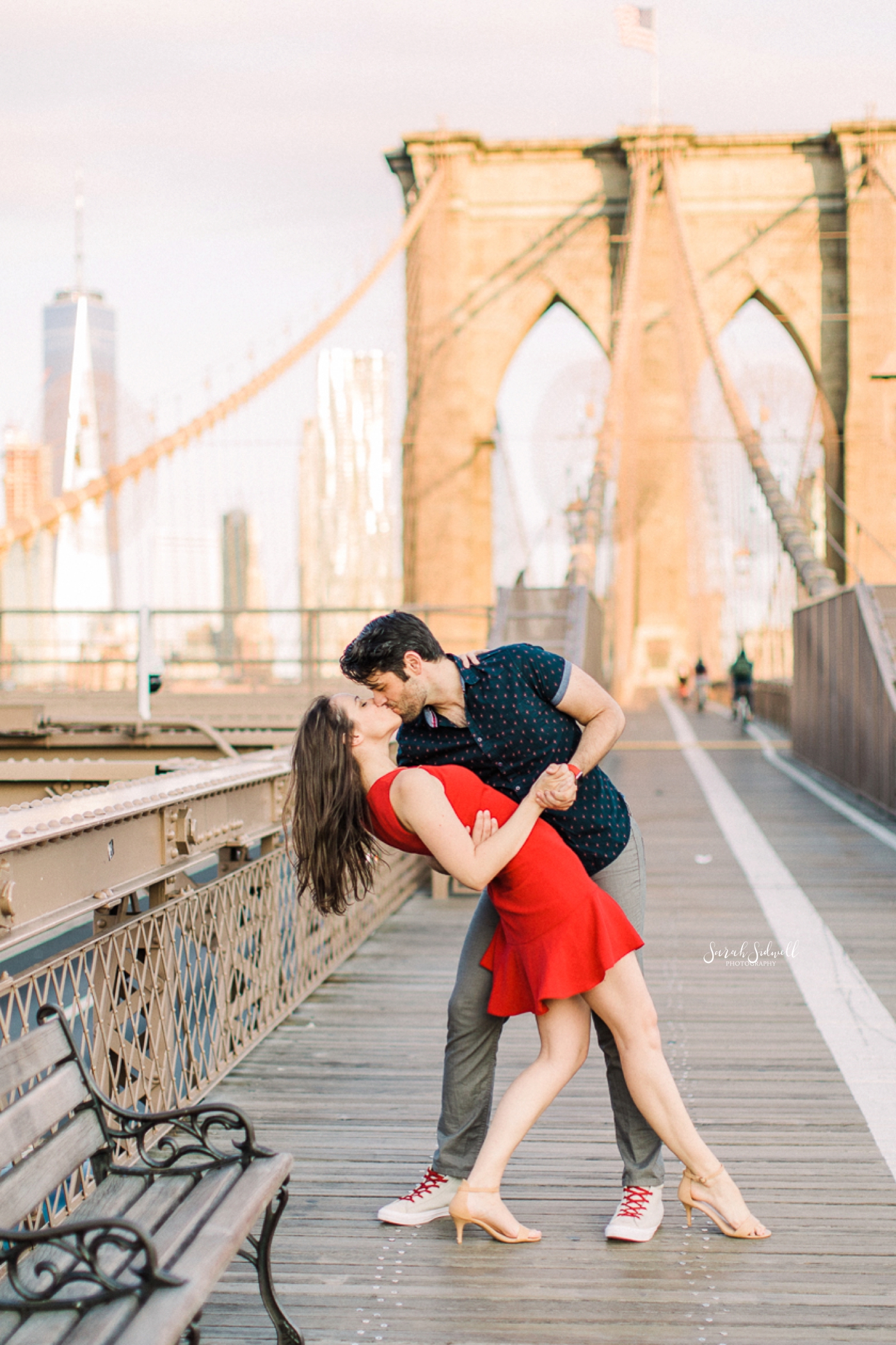 A man dips his fiance after a dance.  | Sarah Sidwell Photography | Nashville Engagement Photographer
