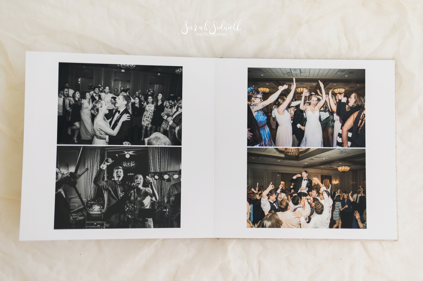 A wedding photo album is shown for availability. 