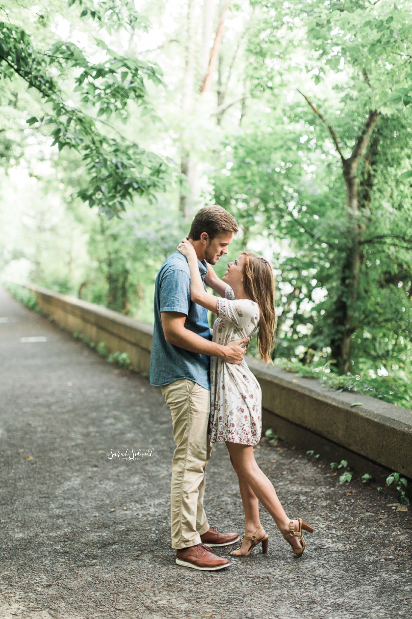 A couple hugs for their Radnor Lake engagement photographs.
