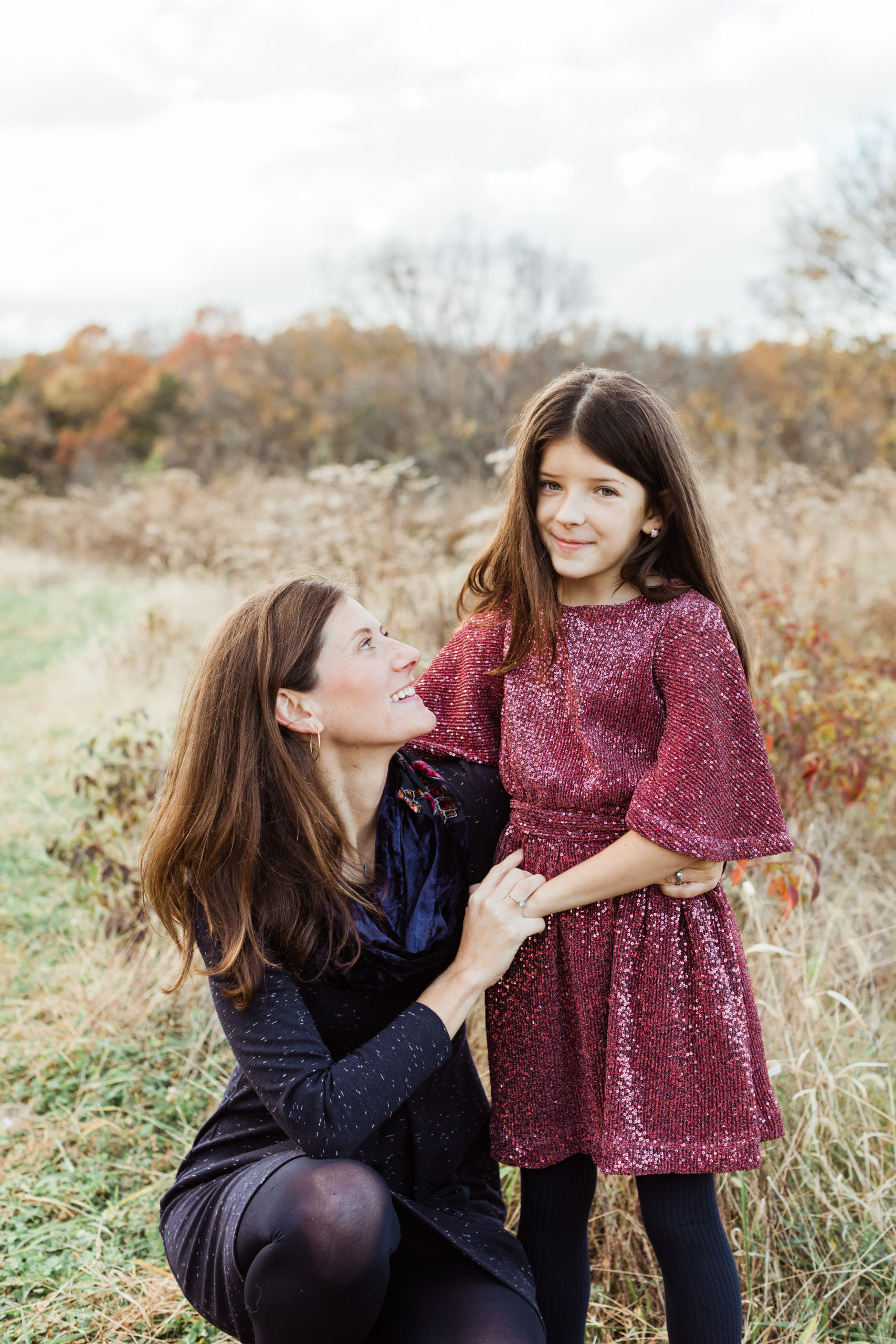 Mom with daughter. Fall outfit ideas for fall family photos.