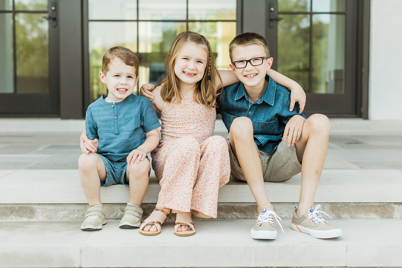 outdoor in-home family session in nashville tennessee. three siblings, two boys one girl