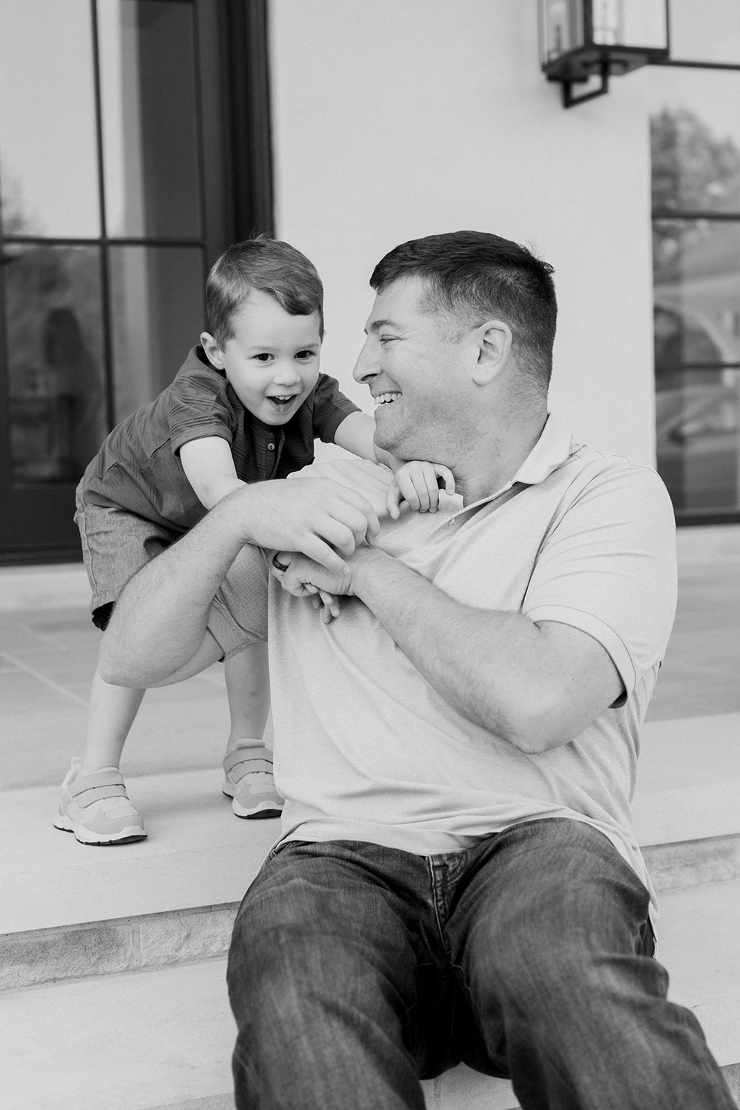 outdoor in-home family session in nashville tennessee. dad and son photo