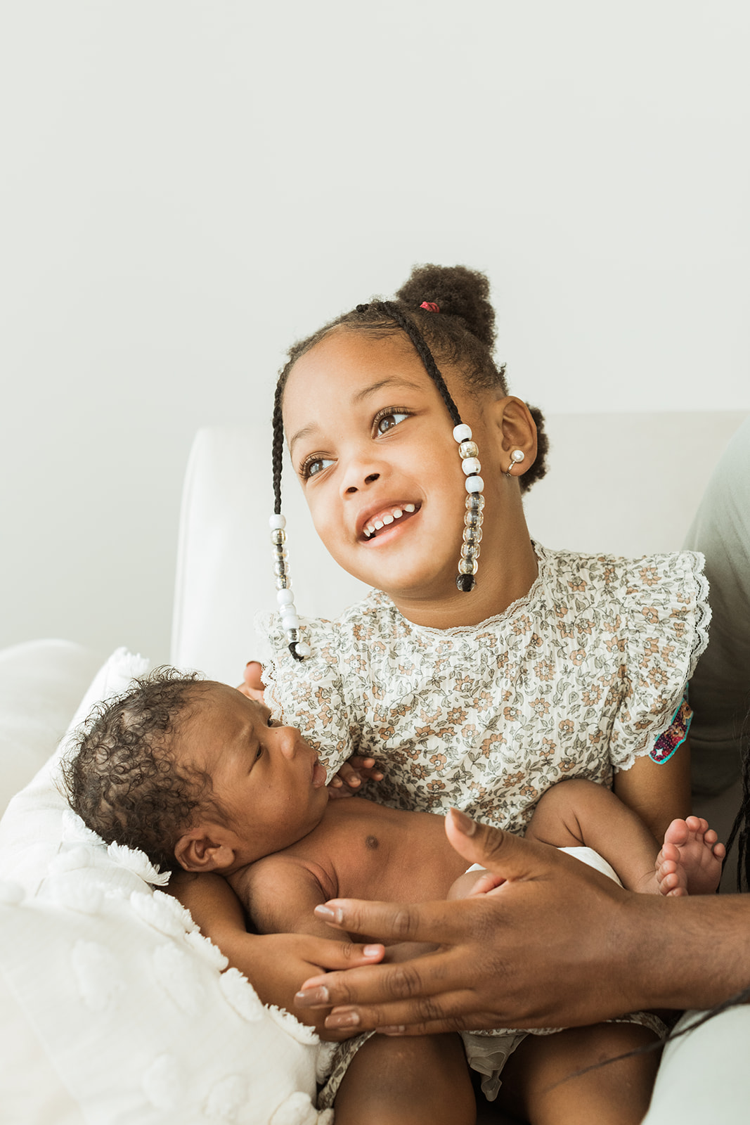 nashville newborn studio photo session. big sister with baby brother