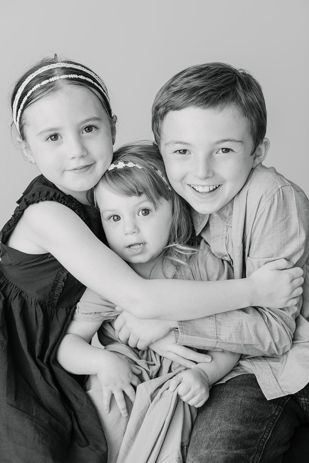 three siblings. childhood portrait minis in nashville