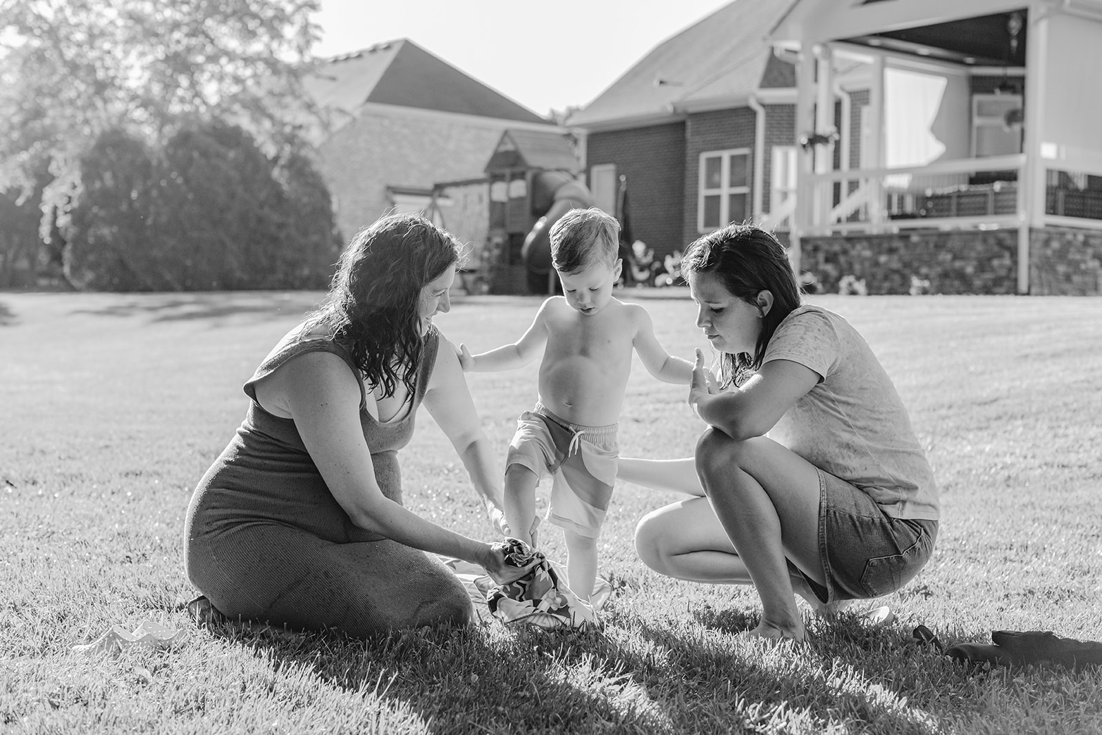 Mamas with son. LGBTQ. Backyard summer family session in Nashville, TN