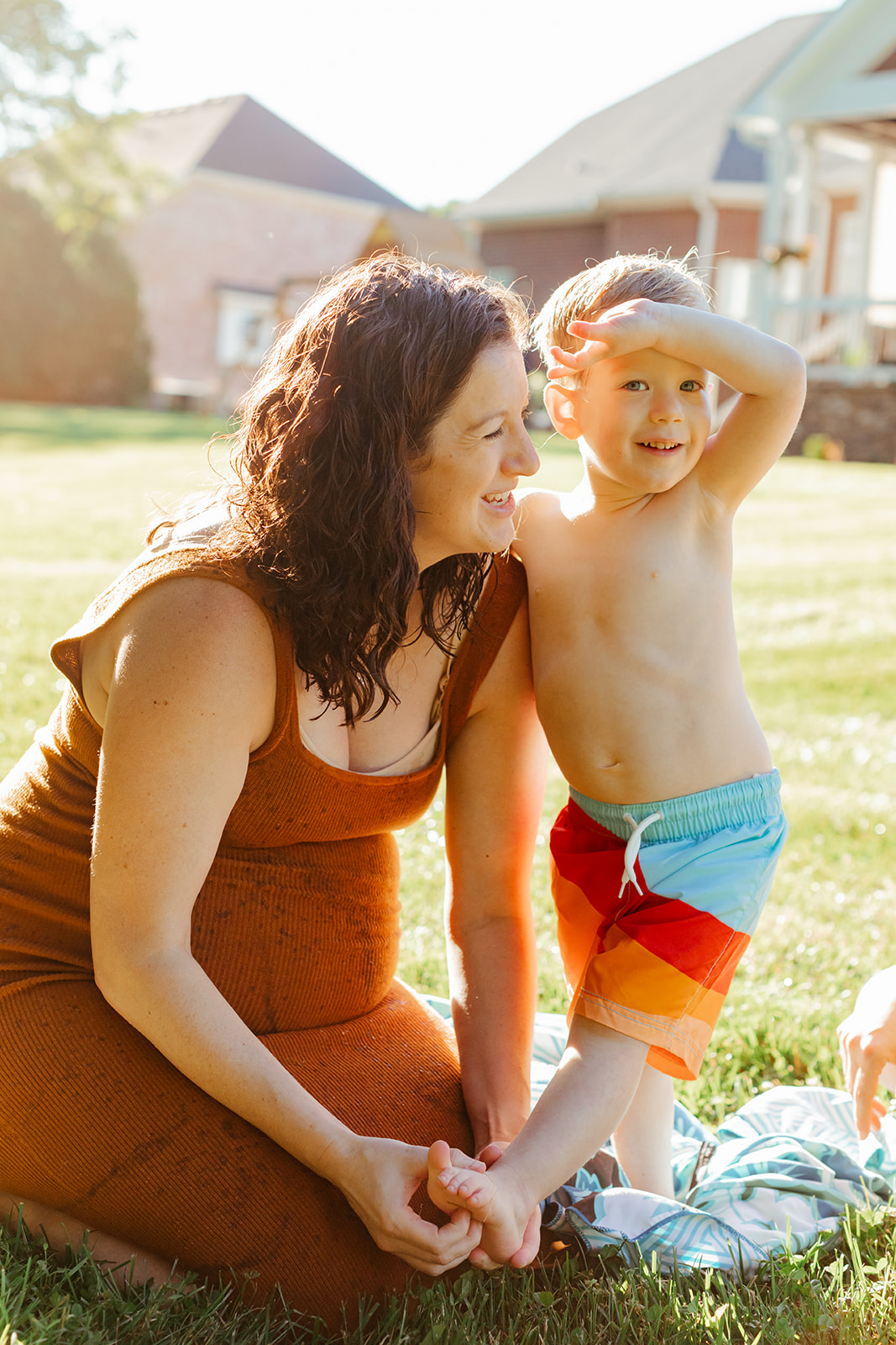 Mama and son. Backyard summer family session in Nashville, TN