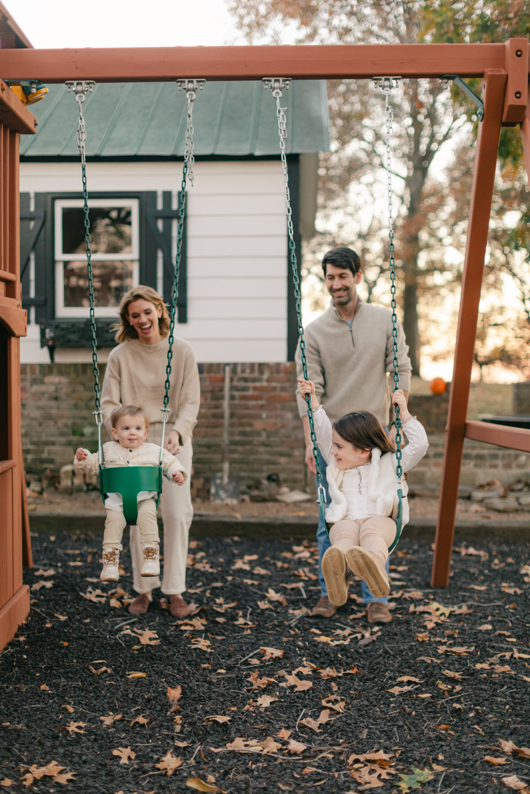 fall family photos in family home