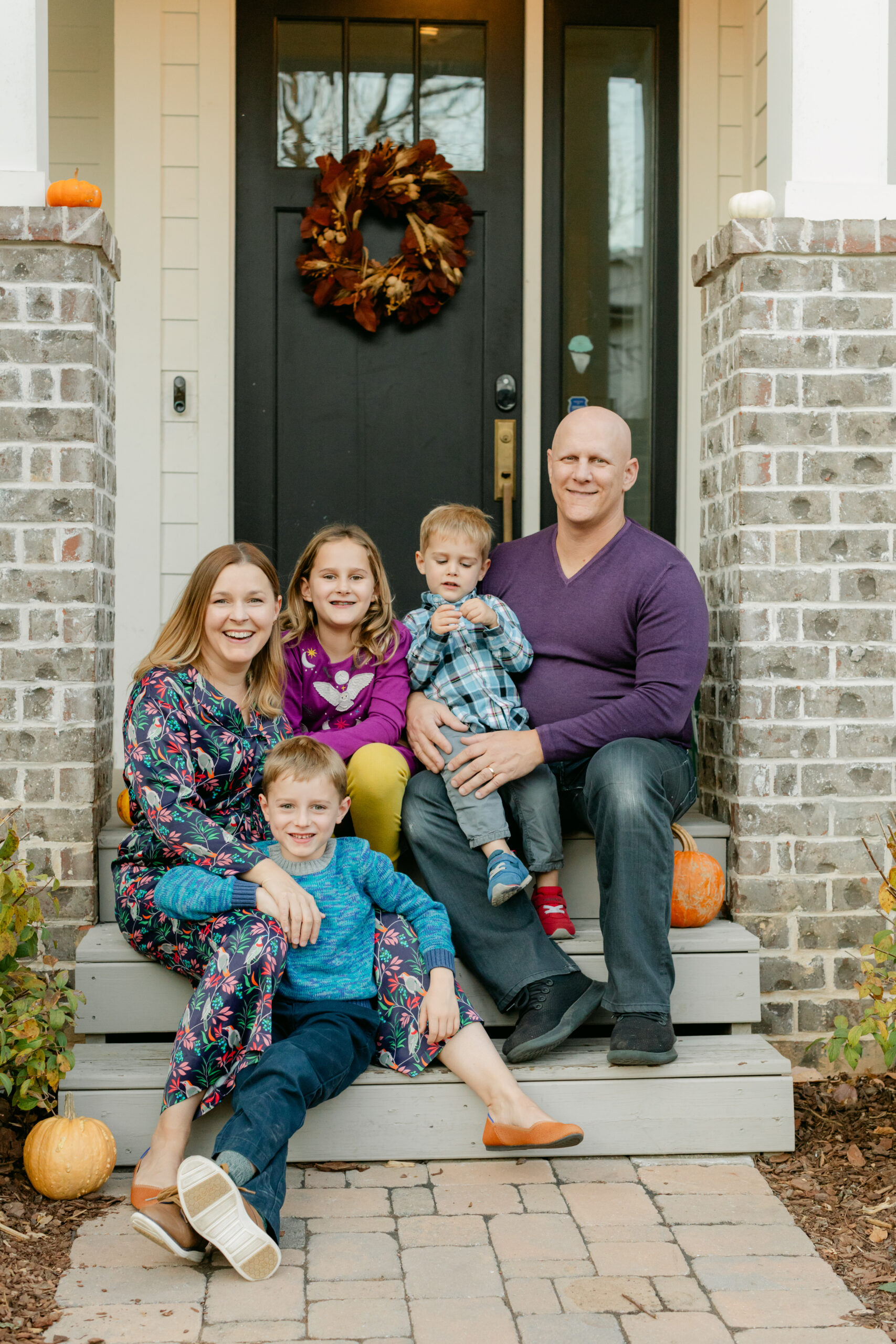 fall family photos in family home