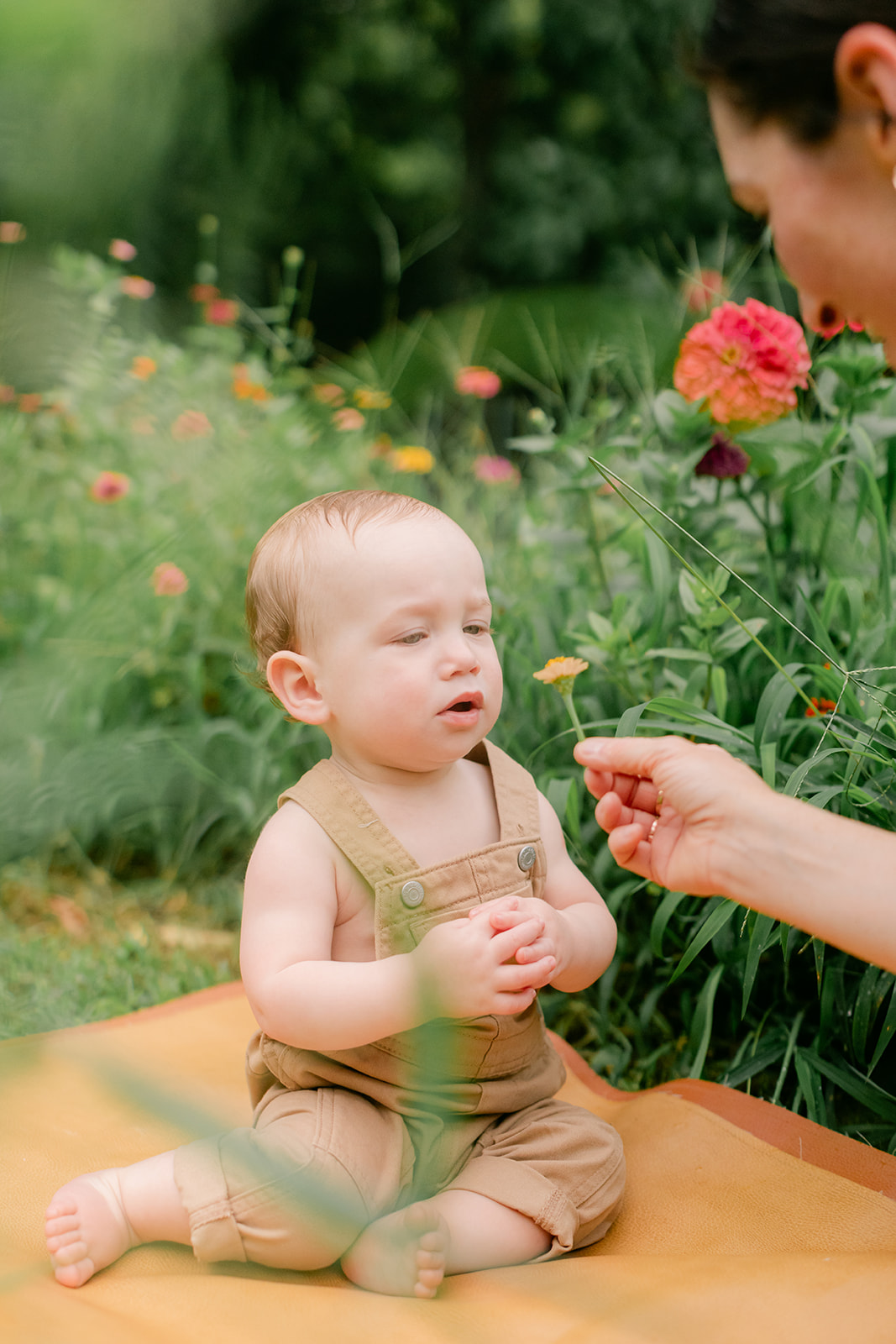 Baby boy in flower garden. motherhood minis photo session in nashville