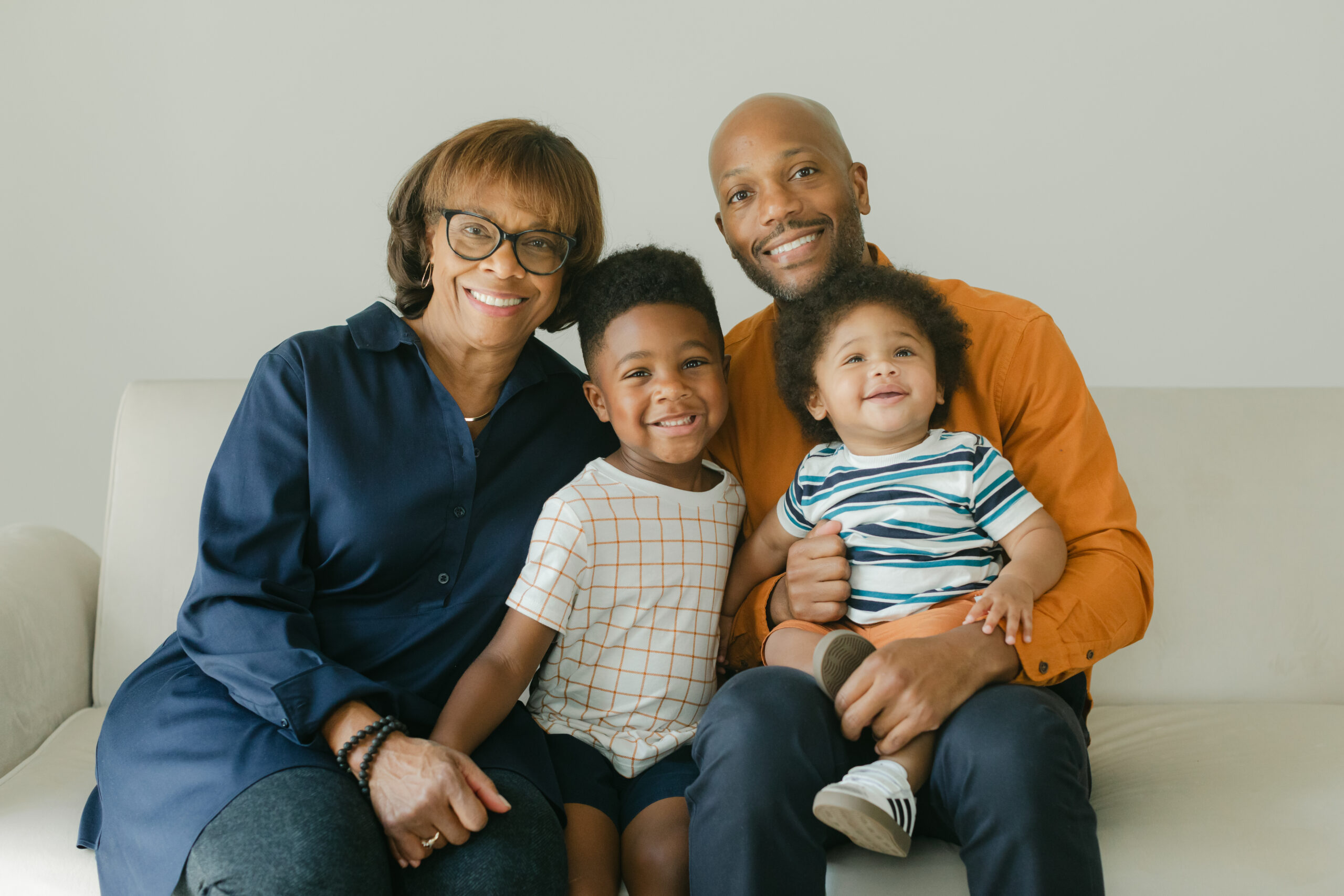 family photo. grandma, dad and two young sons