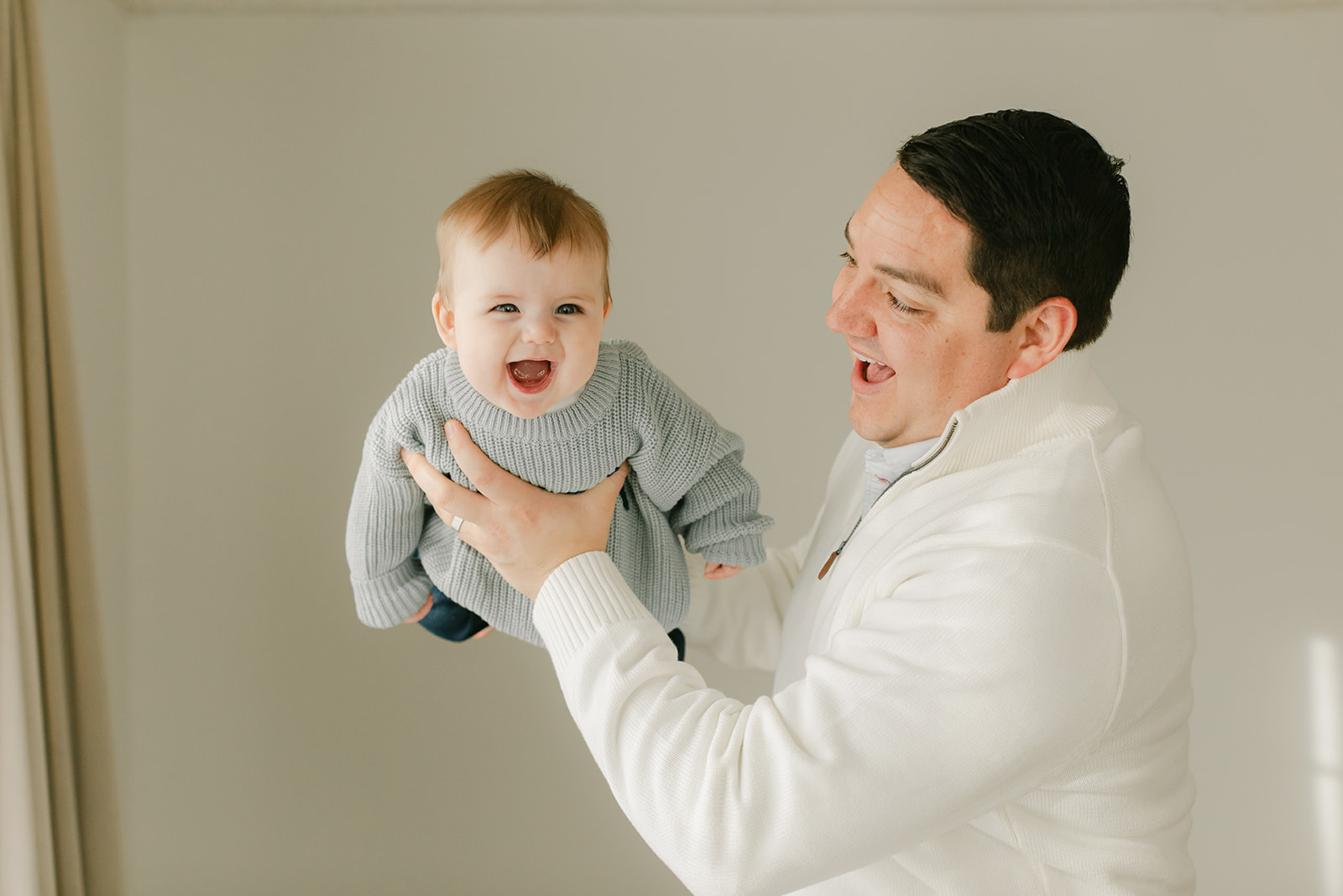 dad and baby boy. studio baby milestone photos.