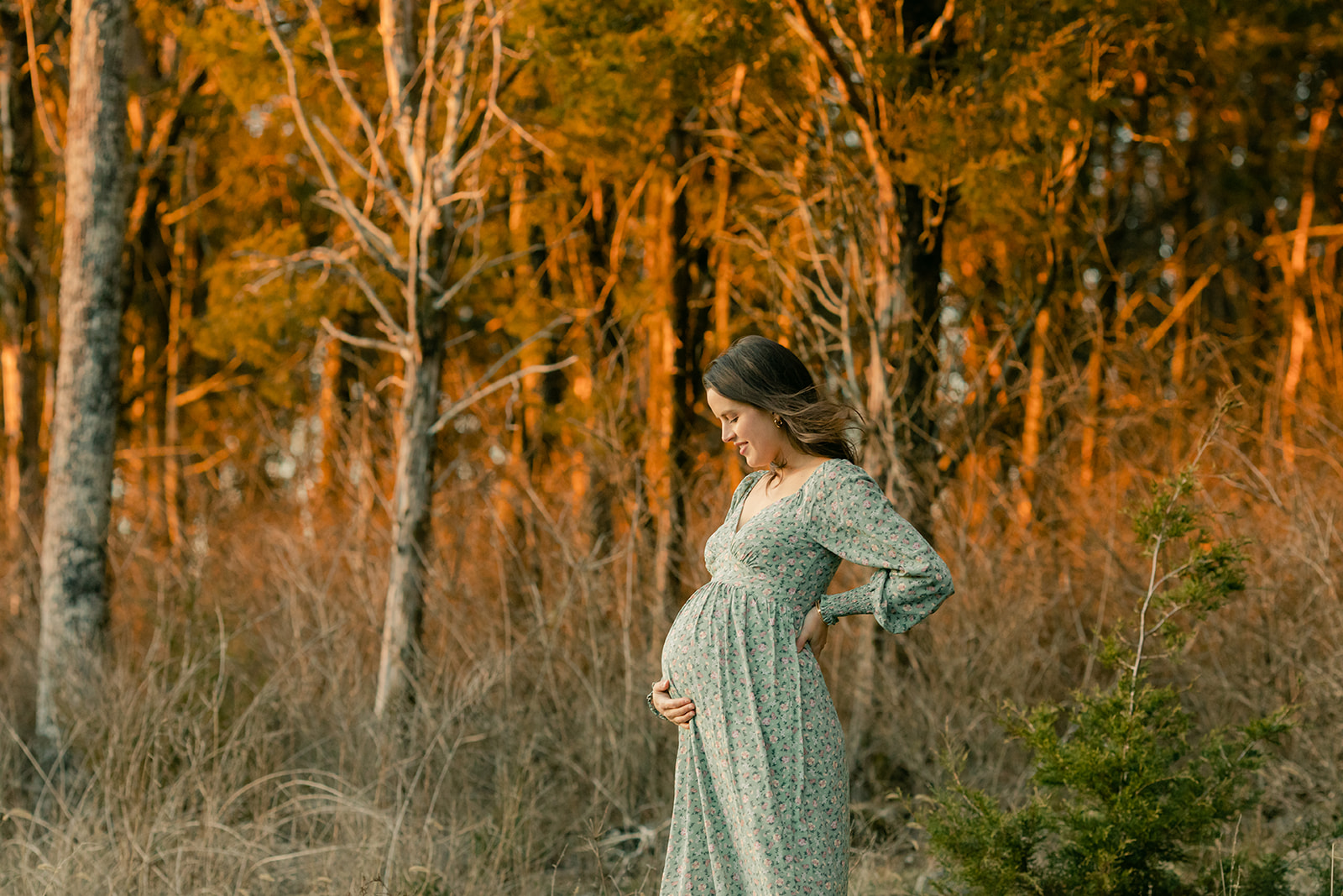 outdoor sunset maternity session on big hill