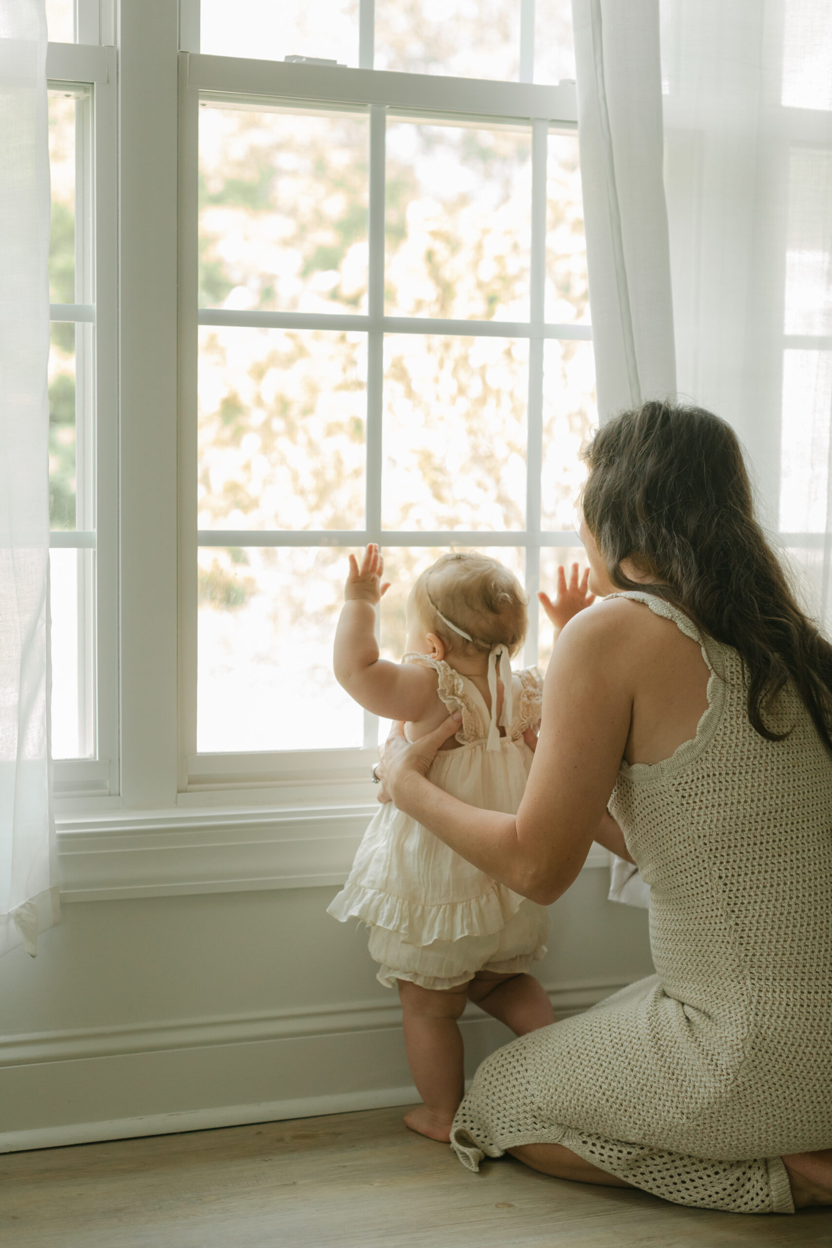 mama and baby girl. 10 month old baby milestone session