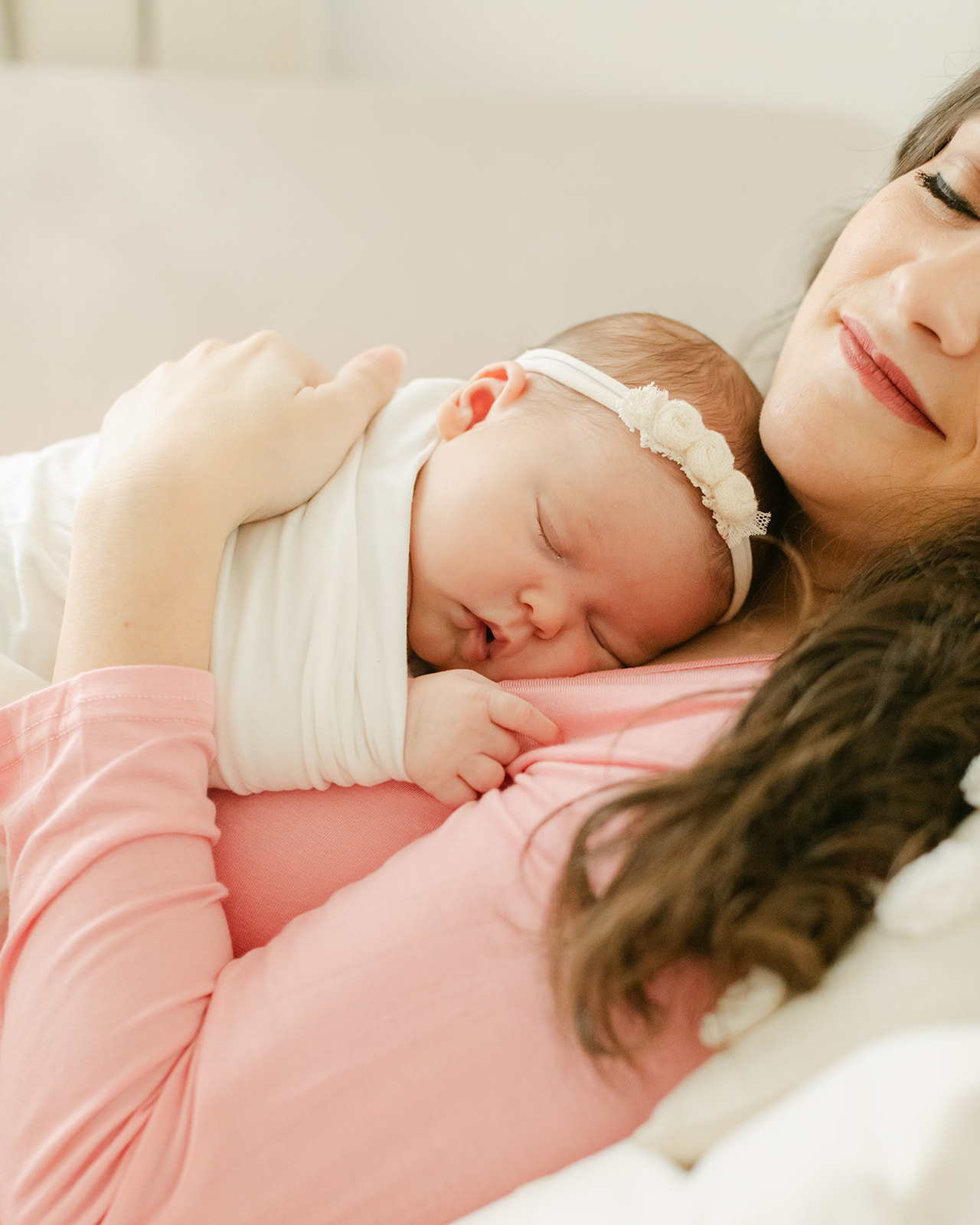 mama and baby. Newborn baby girl photo