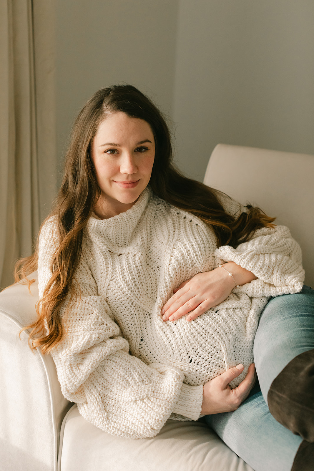 mama posing during studio maternity photo session