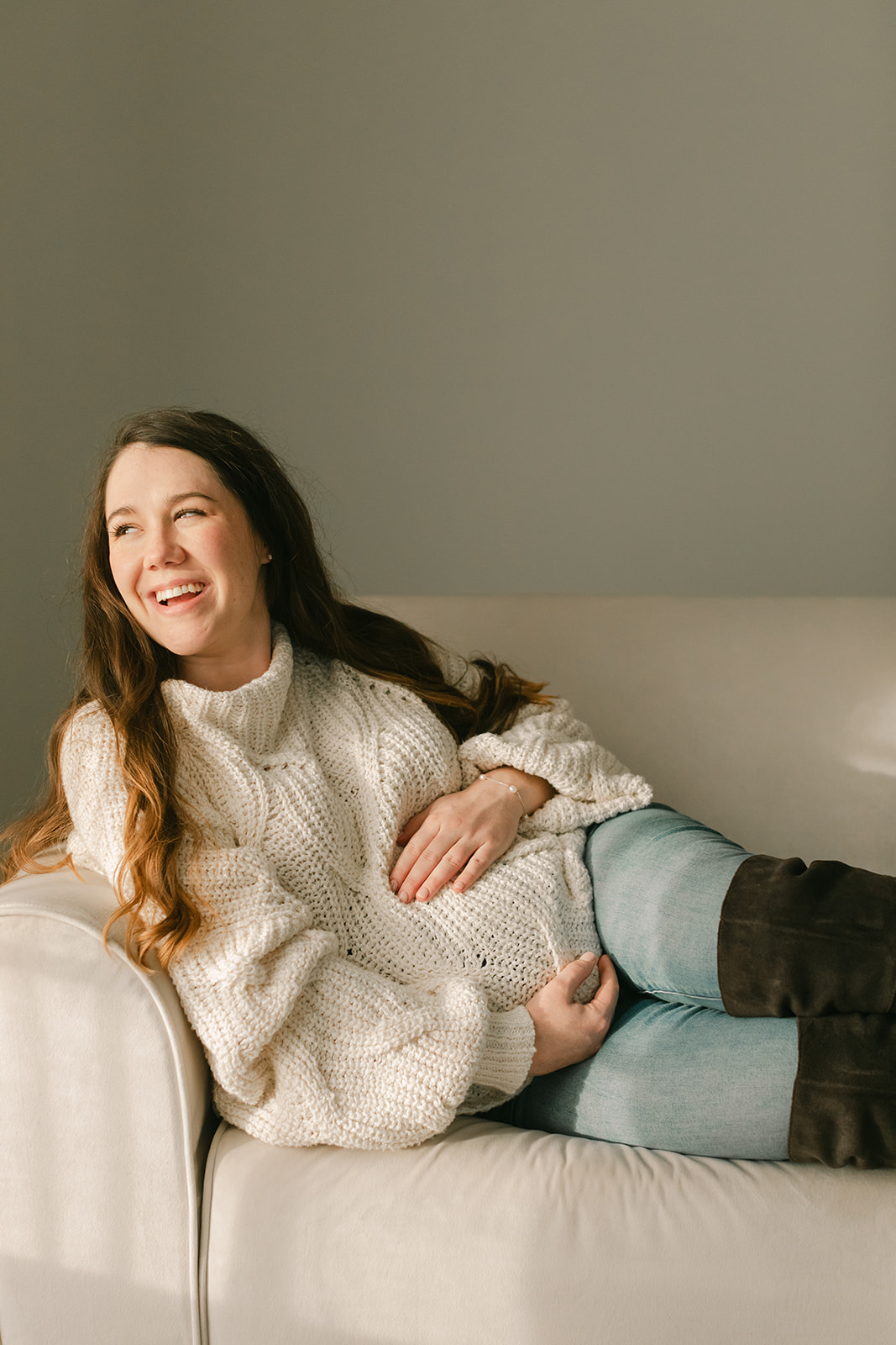 mama posing during studio maternity photo session