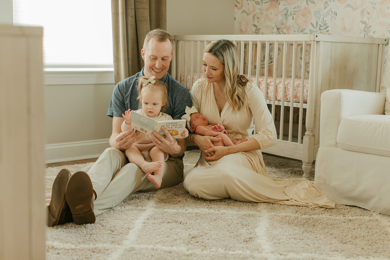 family photo during newborn session in nursery