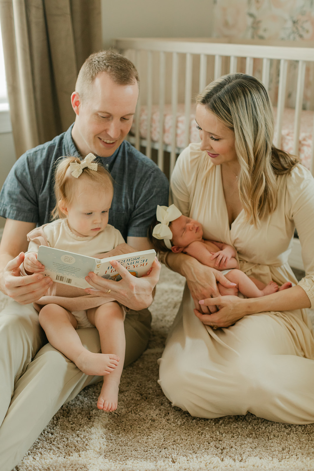 family photo during newborn session in nursery