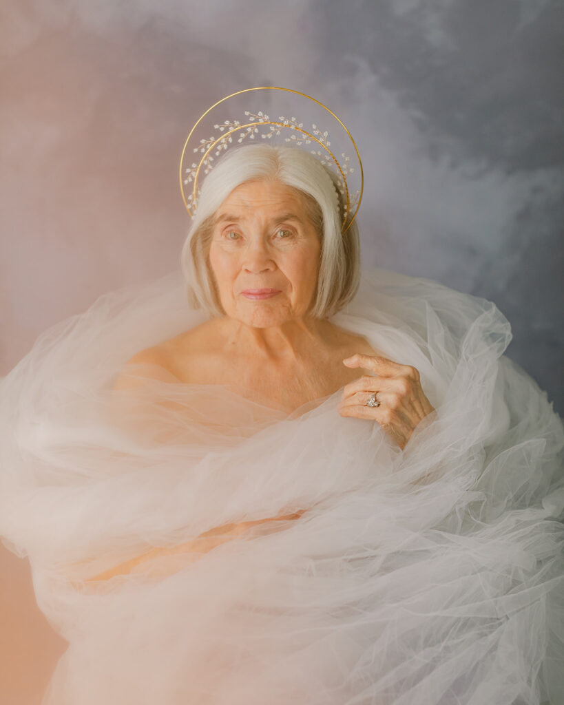 Grandmother in her 80s plays dress up for a Body Empowerment Session in Nashville, Tn