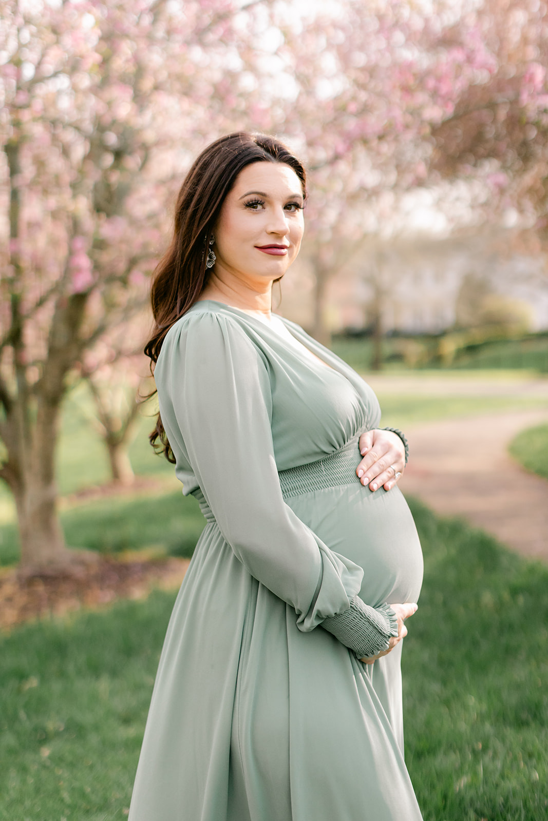 expecting mama during outdoor maternity session