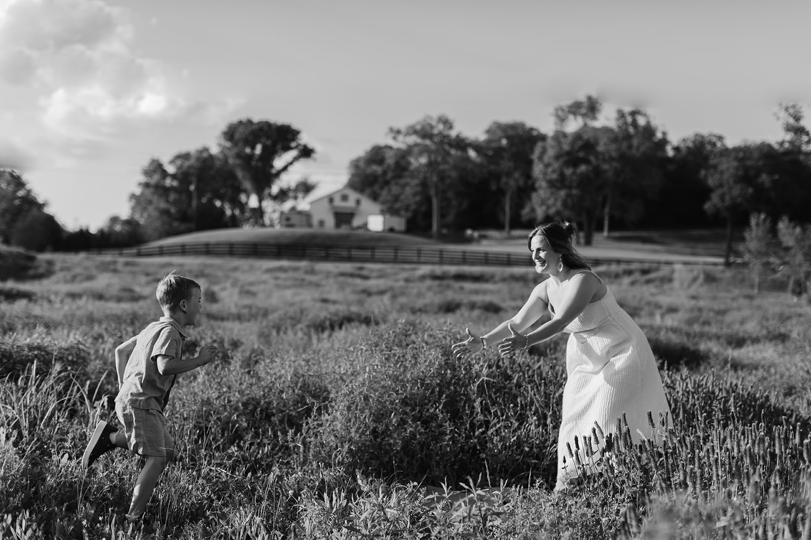 mama and son session in field