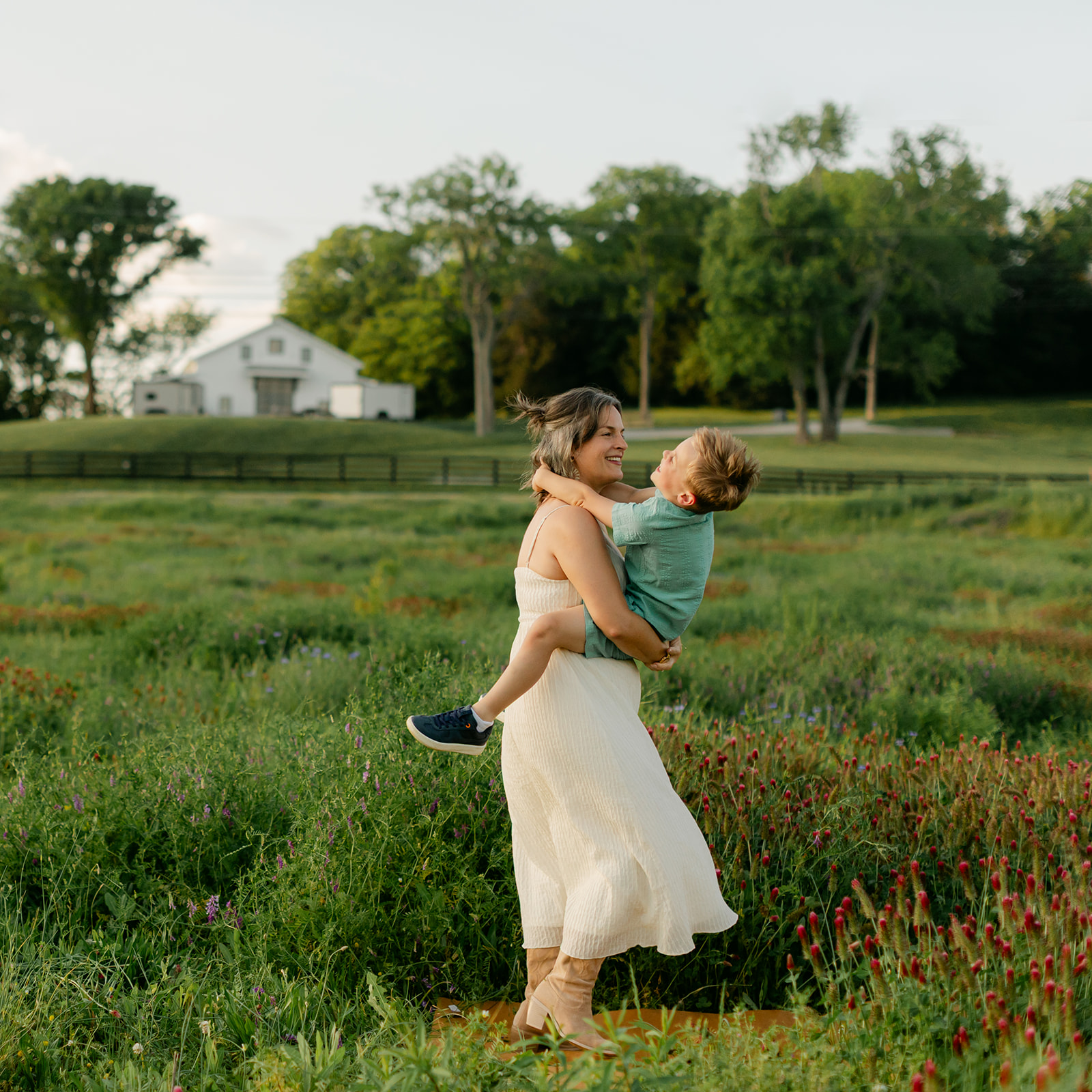 mama and son session in field