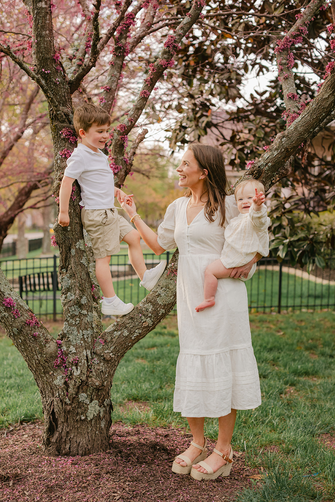 mama with her two kids (toddler and 1 year old girl)