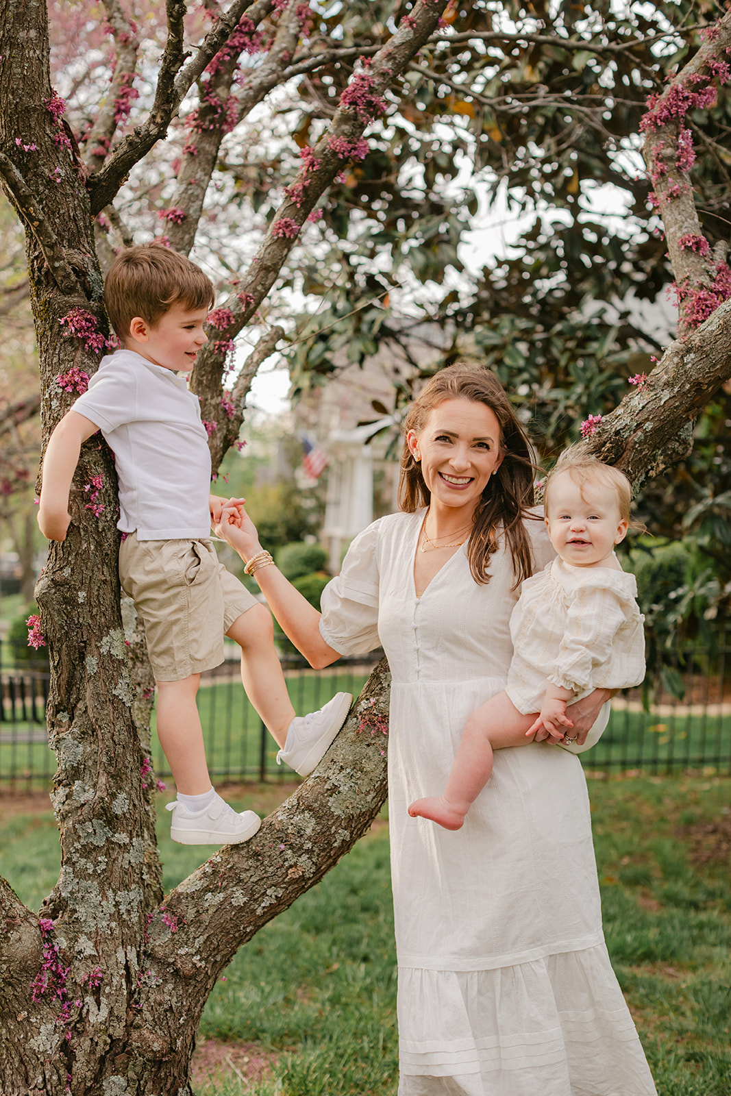 mama with her two kids (toddler and 1 year old girl)