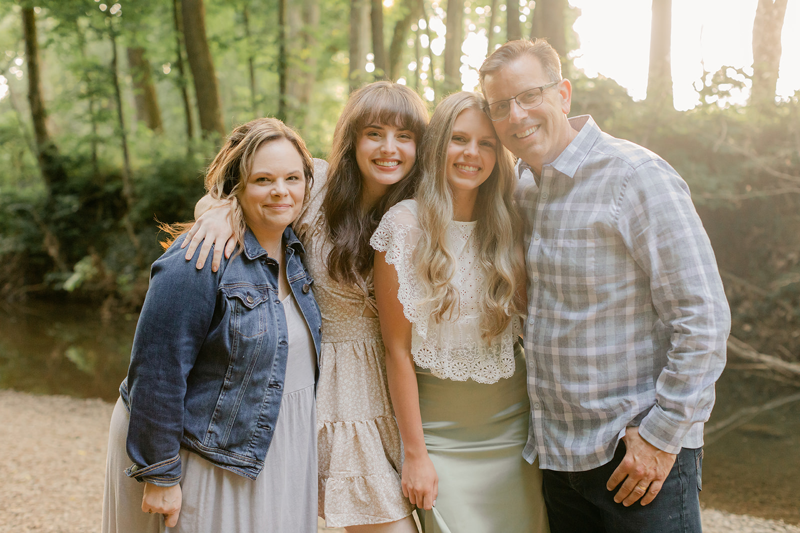 family photo by creek