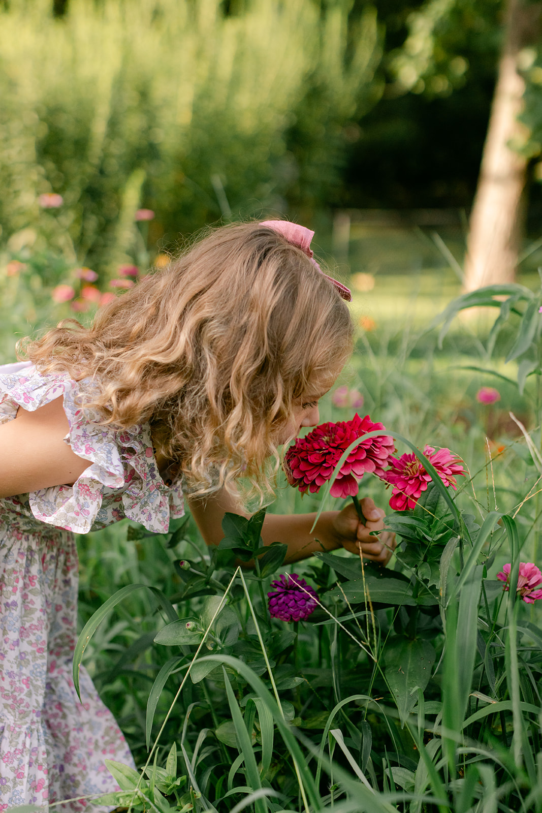 little girl in garden