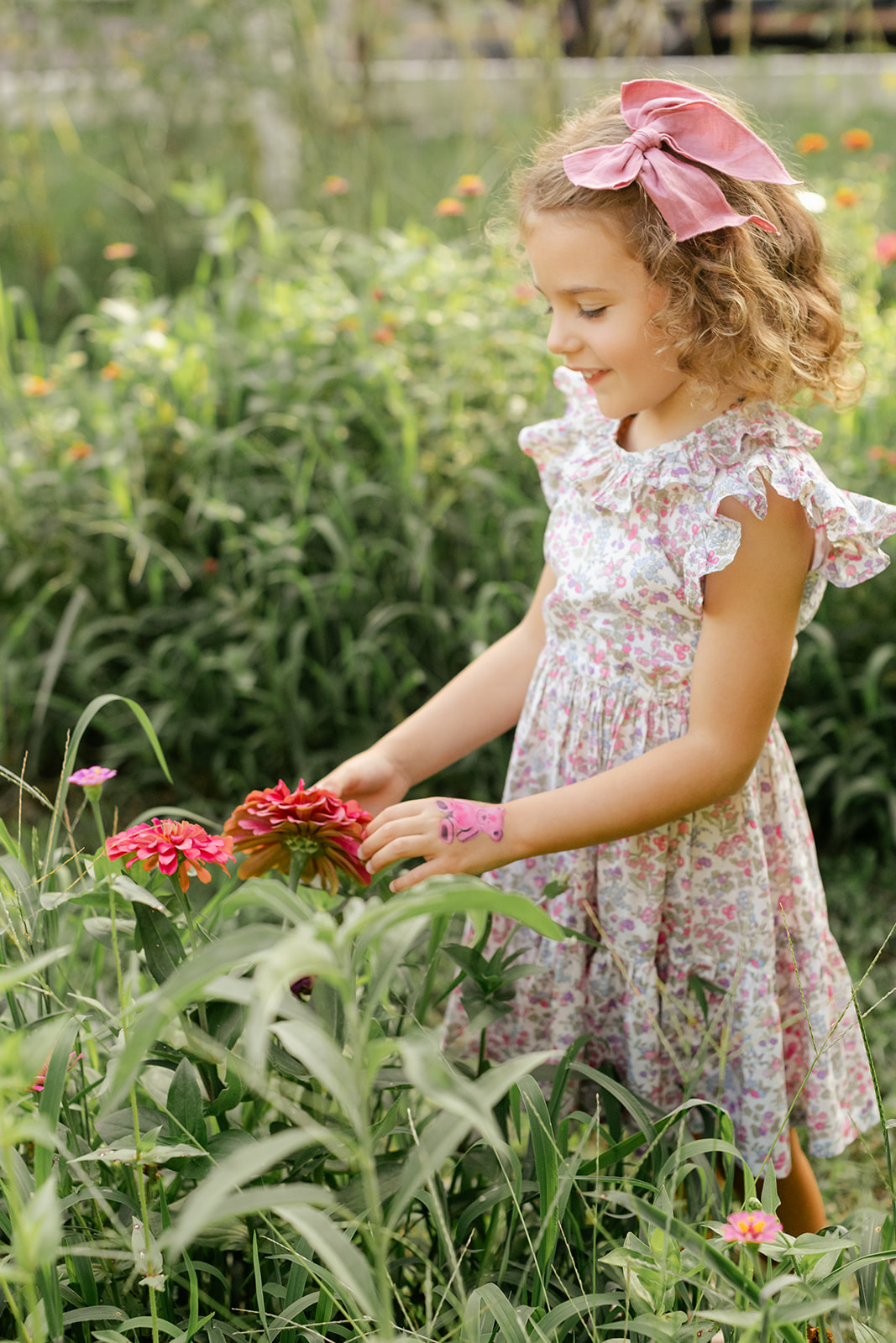 little girl in garden