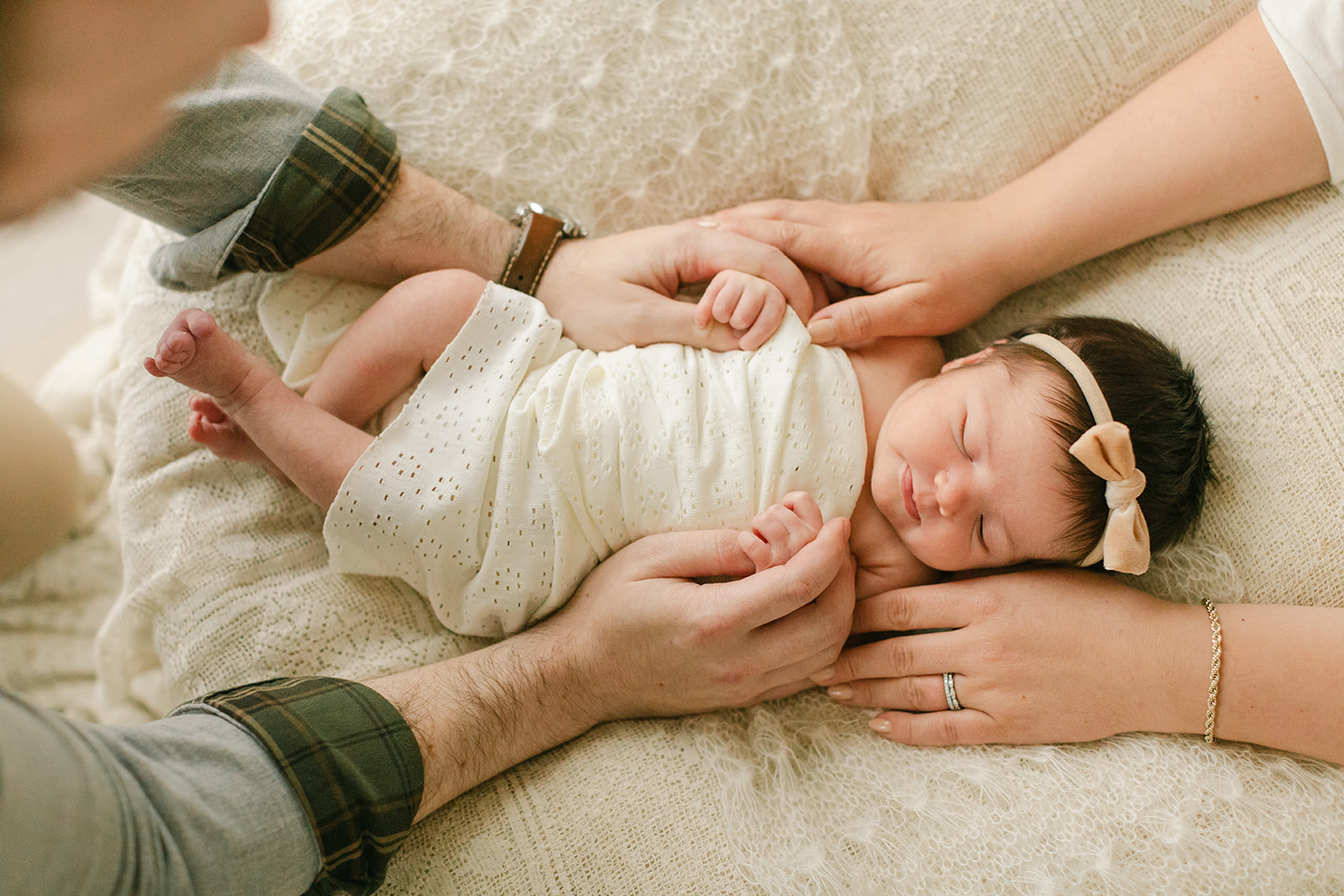 sleepy newborn baby girl