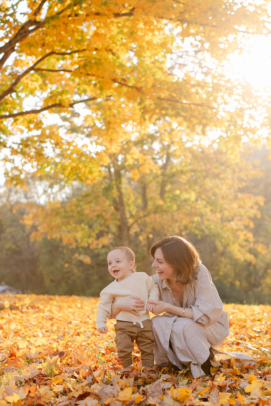 outdoor fall family session. mama and young baby boy
