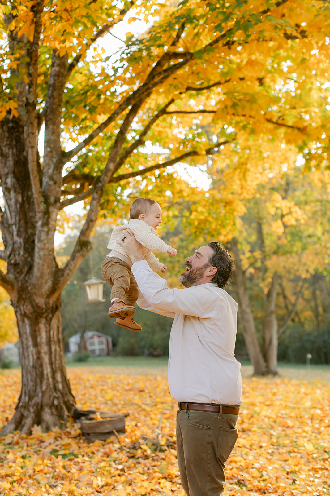 outdoor fall family session. dad and son