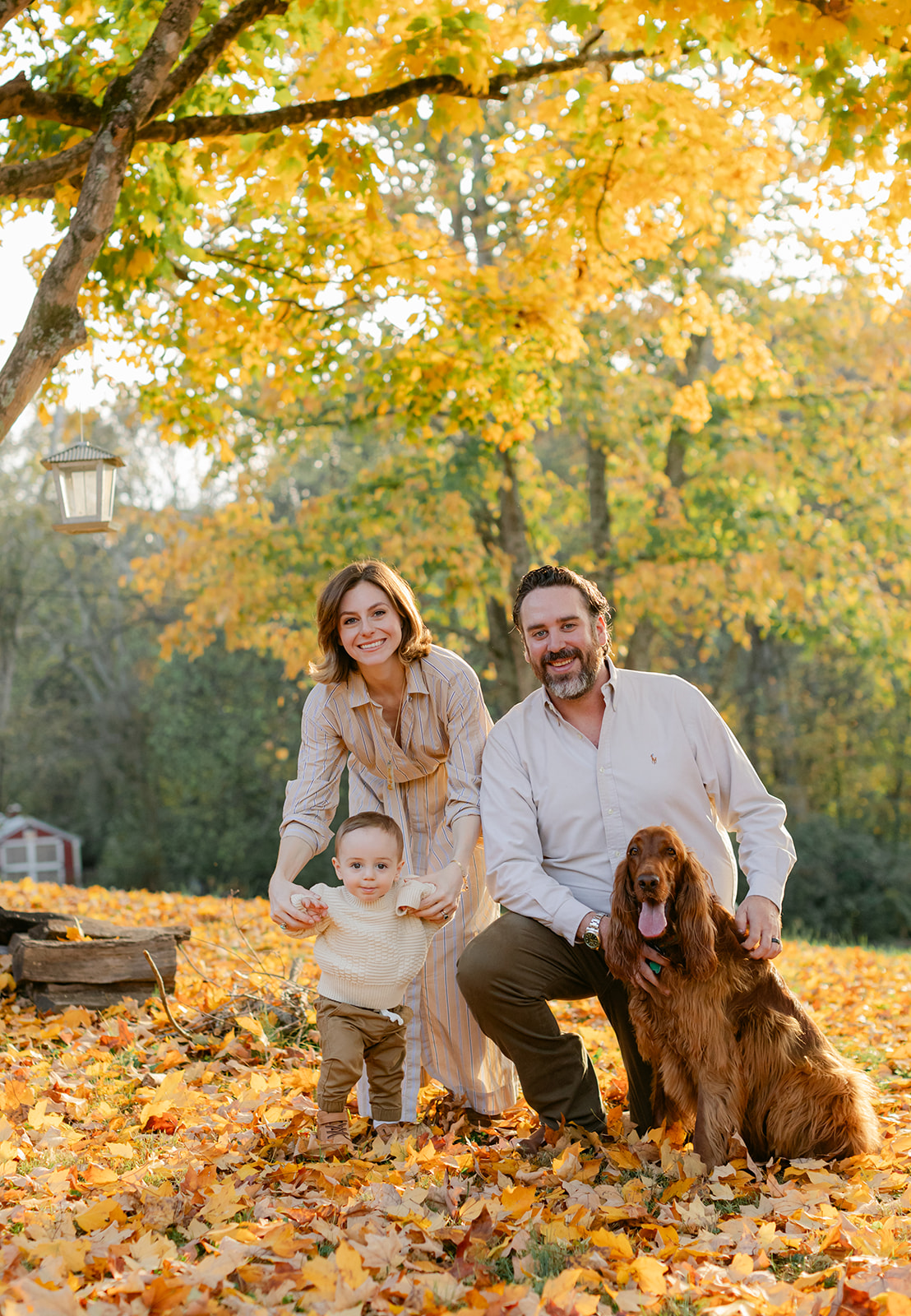 outdoor fall family session with family dog