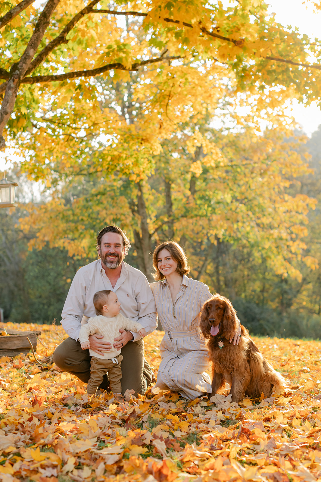 outdoor fall family session with family dog