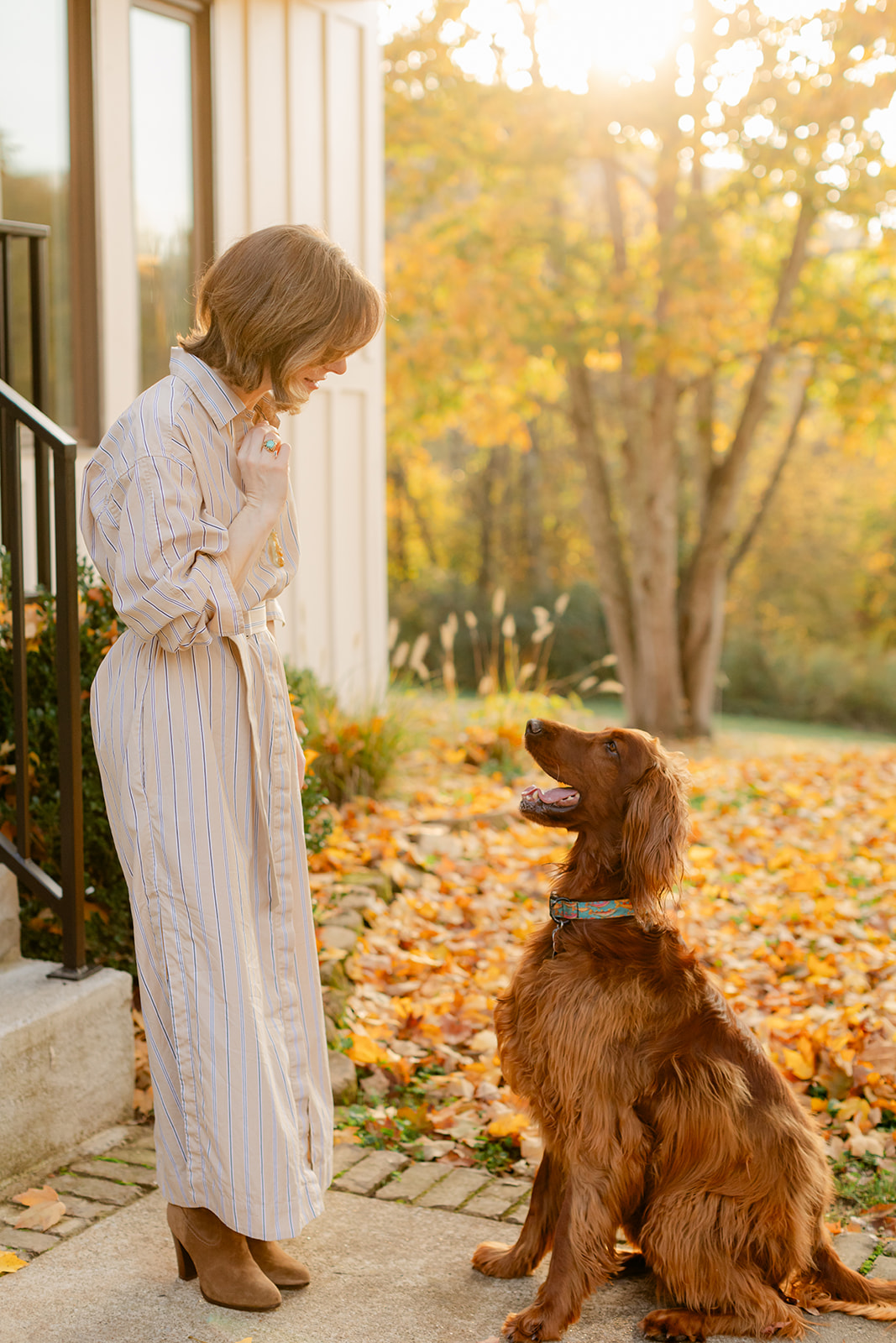 outdoor fall family session with family dog