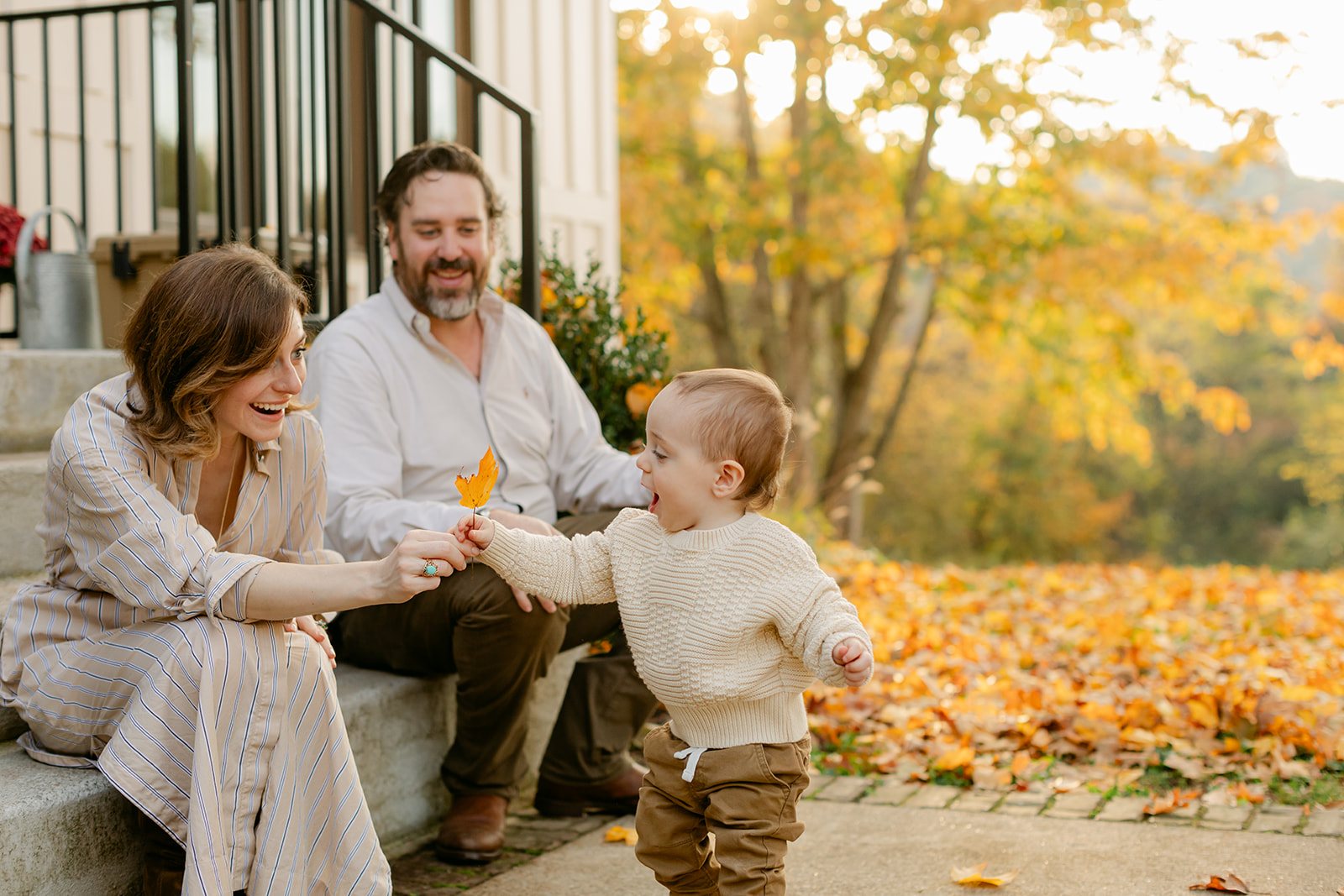 outdoor fall family session. parents and baby boy