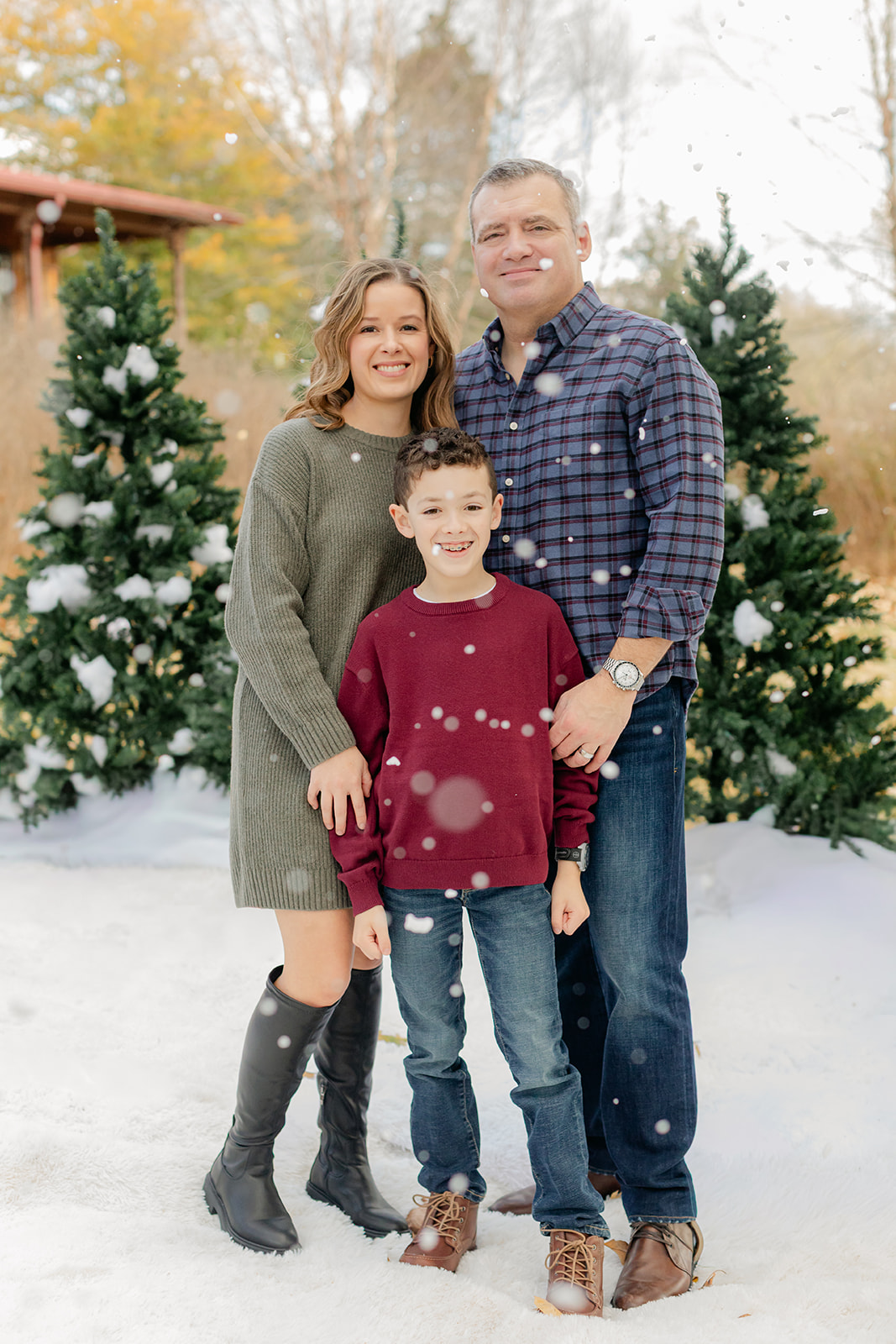 outdoor christmas family photo.