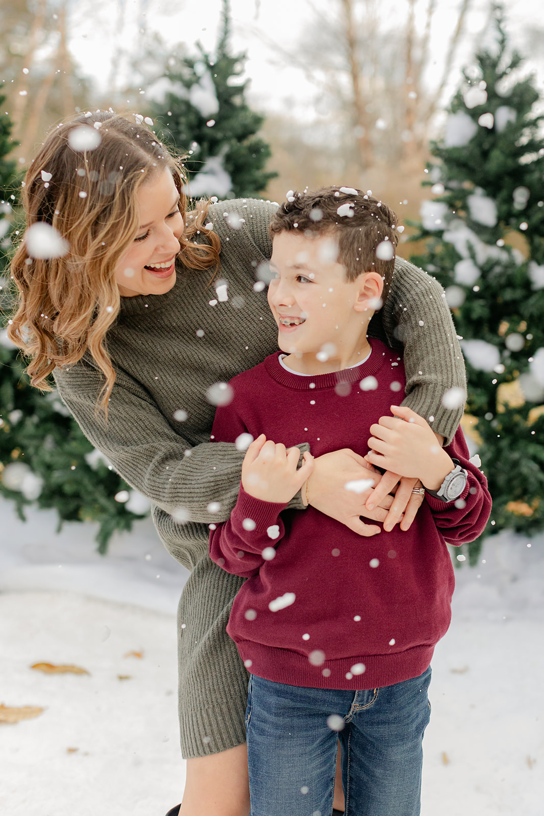 outdoor christmas family photo.