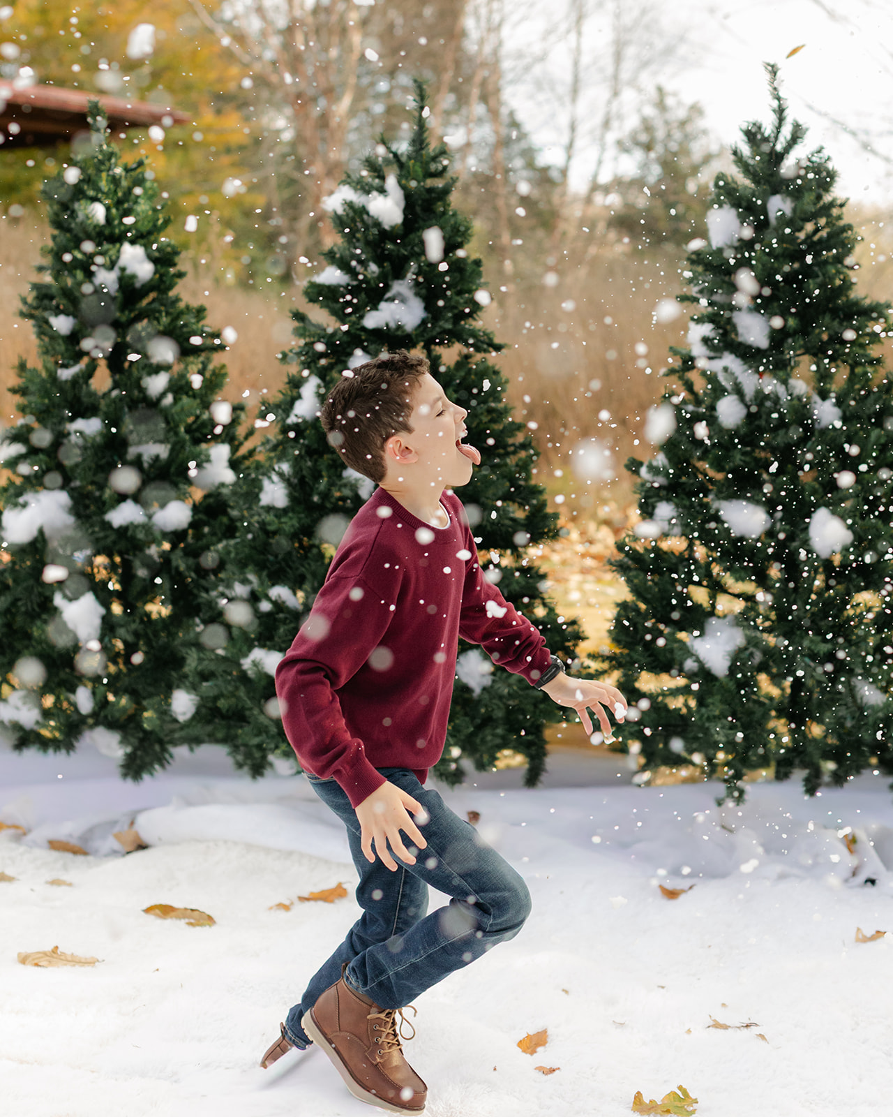 outdoor christmas family photo.