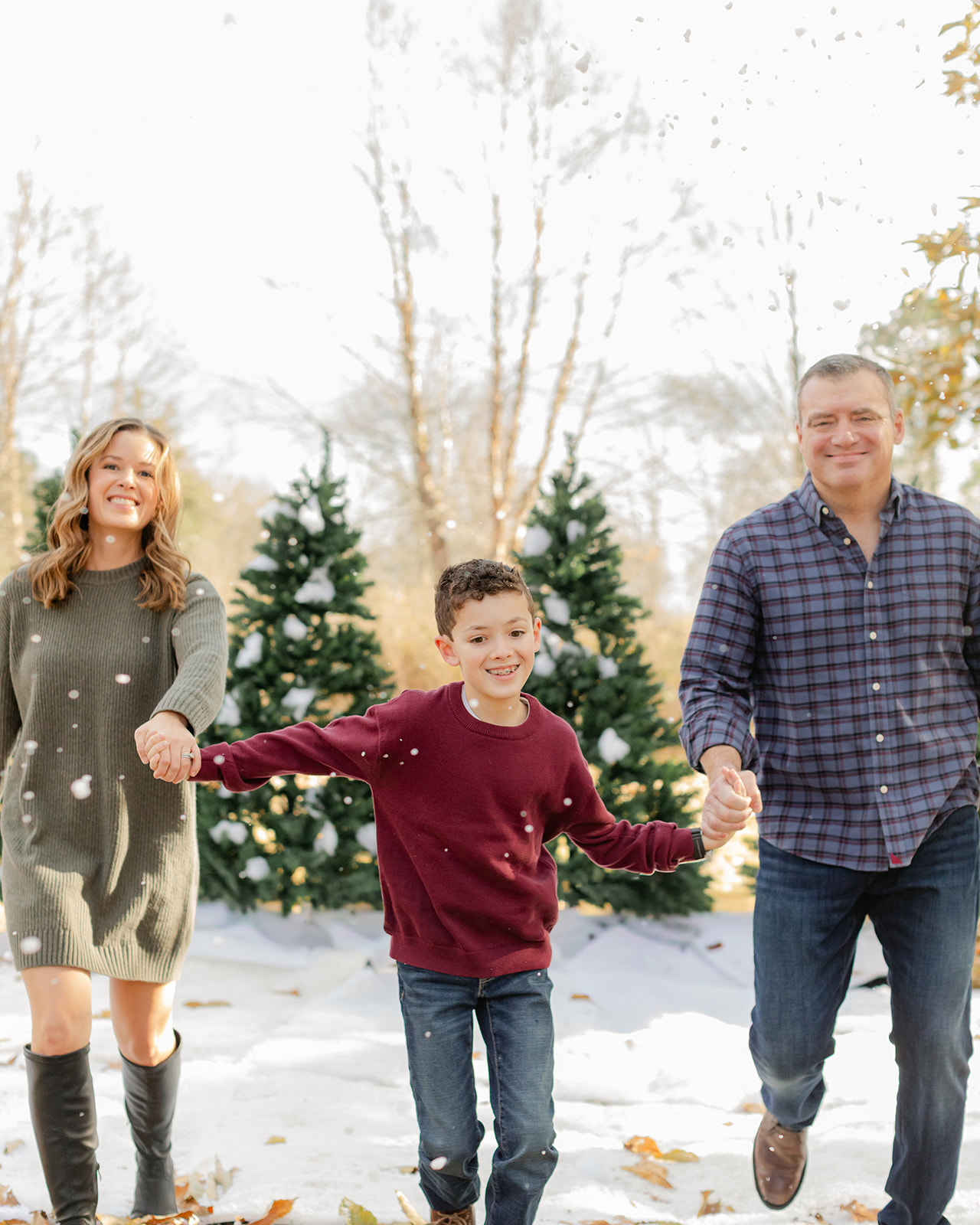 outdoor christmas family photo.