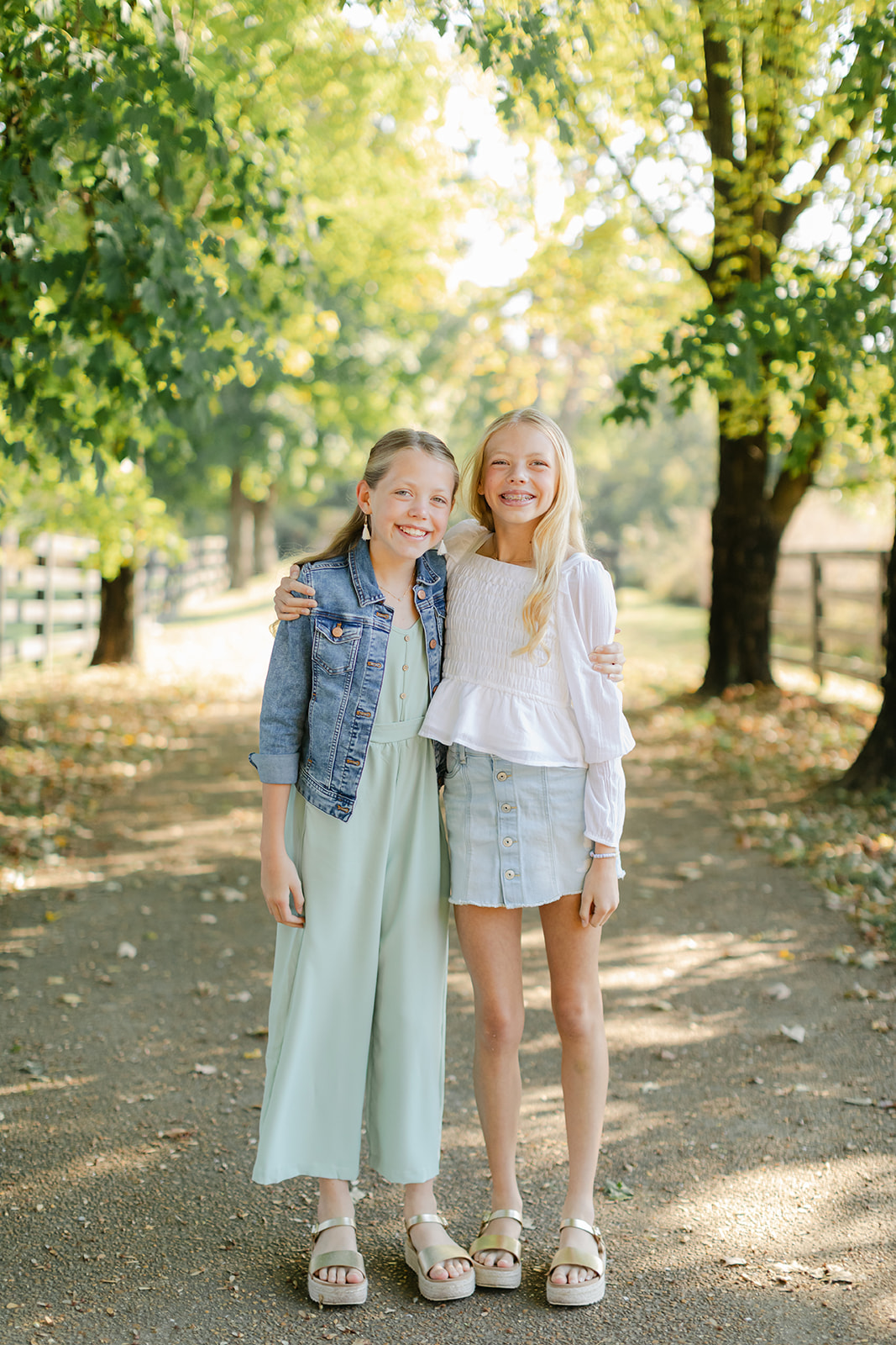 tween sisters during outdoor family photos