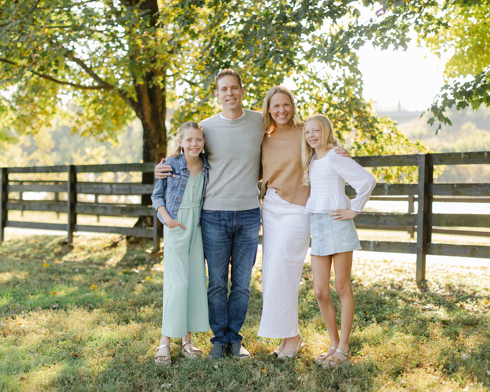 outdoor family photo (mom, dad and two teenage daughters)